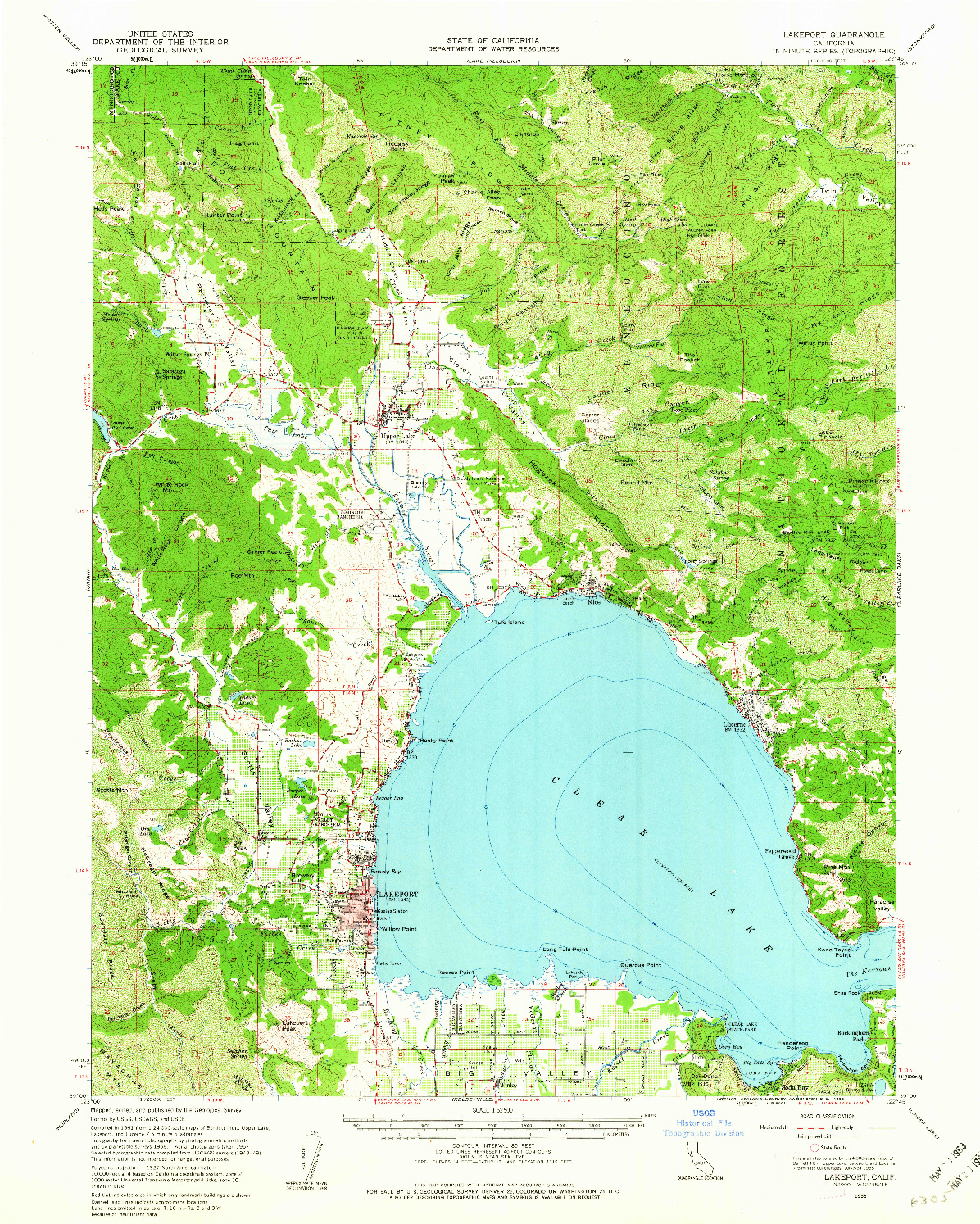 USGS 1:62500-SCALE QUADRANGLE FOR LAKEPORT, CA 1958