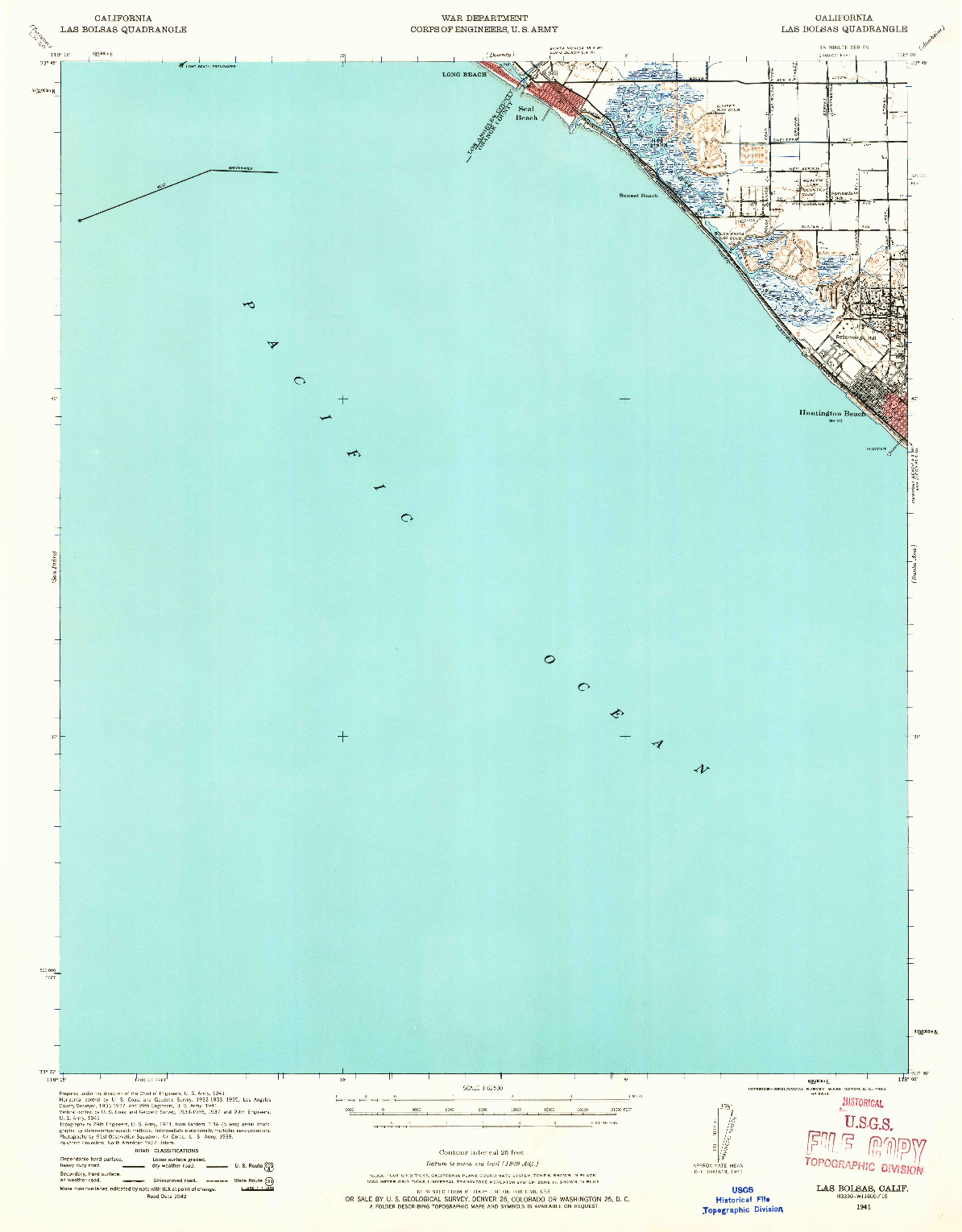 USGS 1:62500-SCALE QUADRANGLE FOR LAS BOLSAS, CA 1941