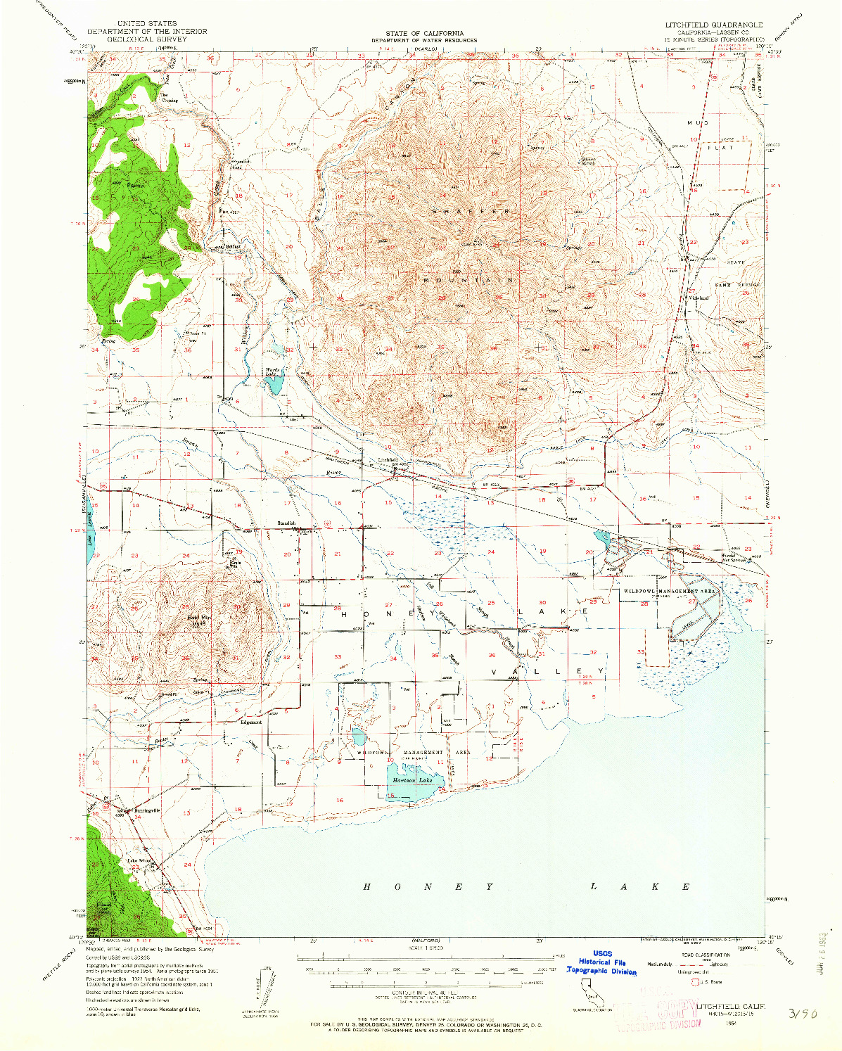 USGS 1:62500-SCALE QUADRANGLE FOR LITCHFIELD, CA 1954
