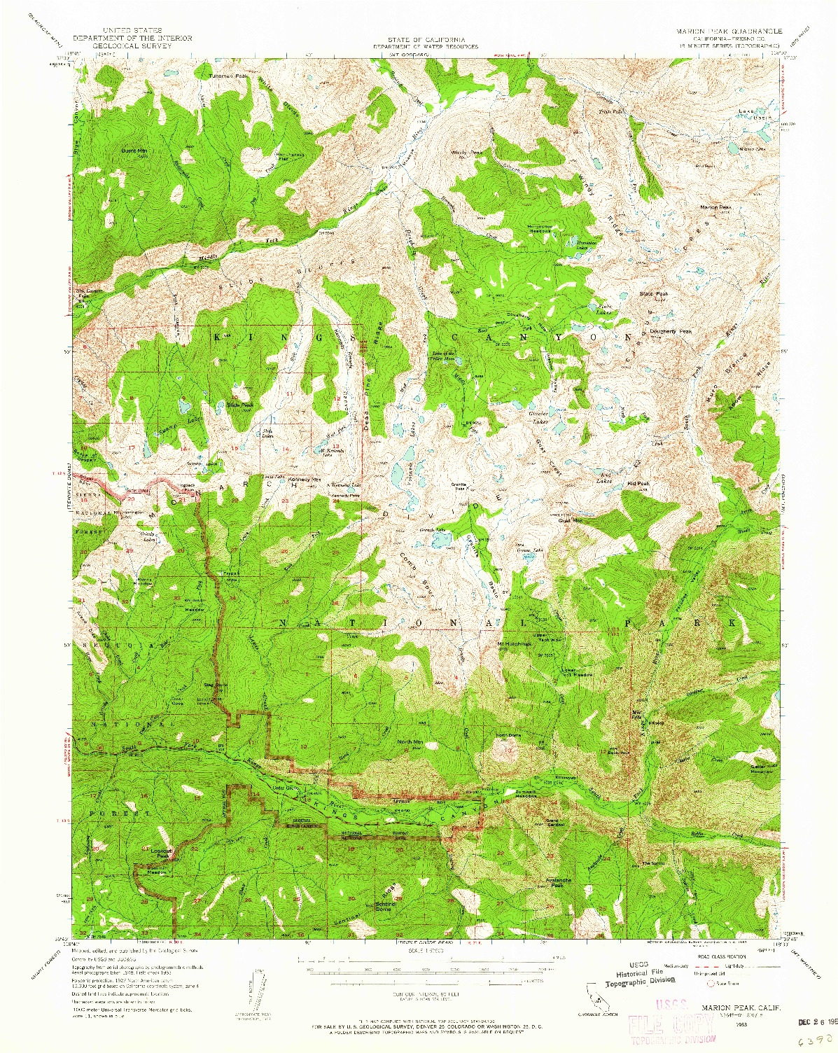 USGS 1:62500-SCALE QUADRANGLE FOR MARION PEAK, CA 1953