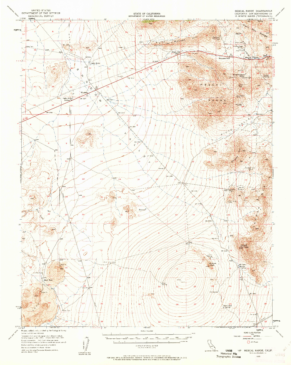 USGS 1:62500-SCALE QUADRANGLE FOR MESCAL RANGE, CA 1955