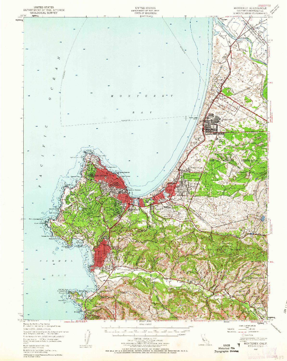 USGS 1:62500-SCALE QUADRANGLE FOR MONTEREY, CA 1947