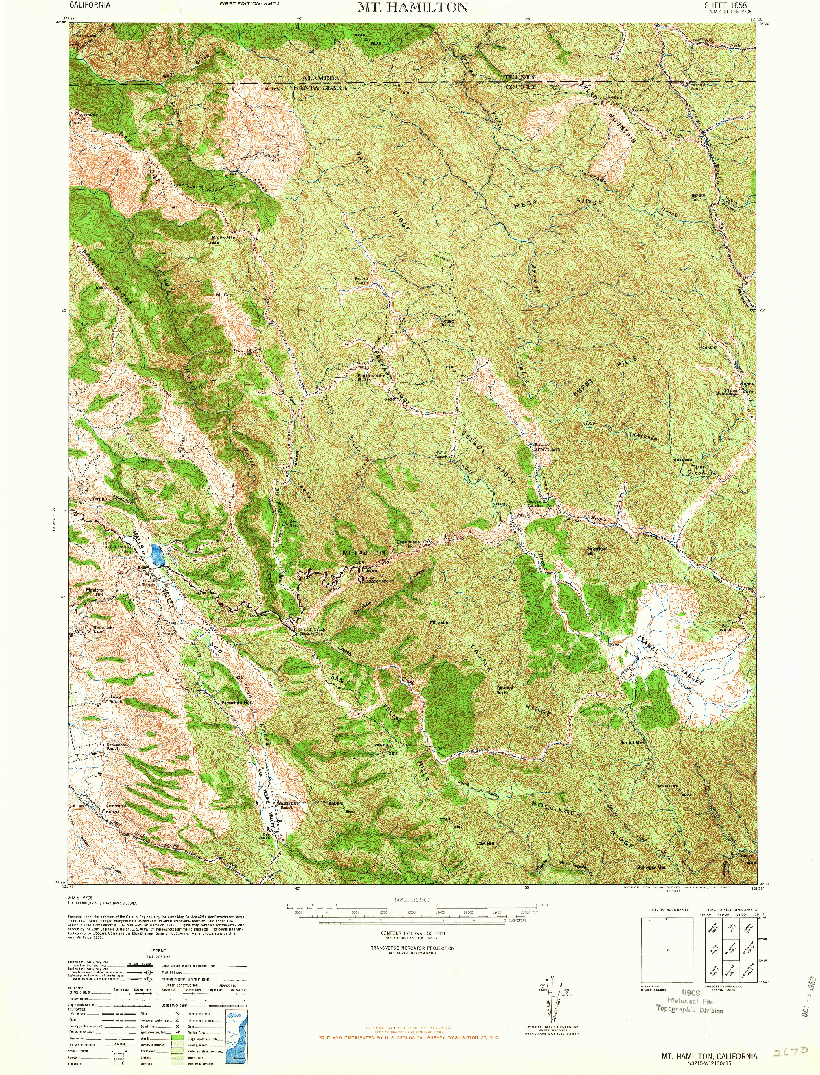 USGS 1:62500-SCALE QUADRANGLE FOR MT. HAMILTON, CA 1963