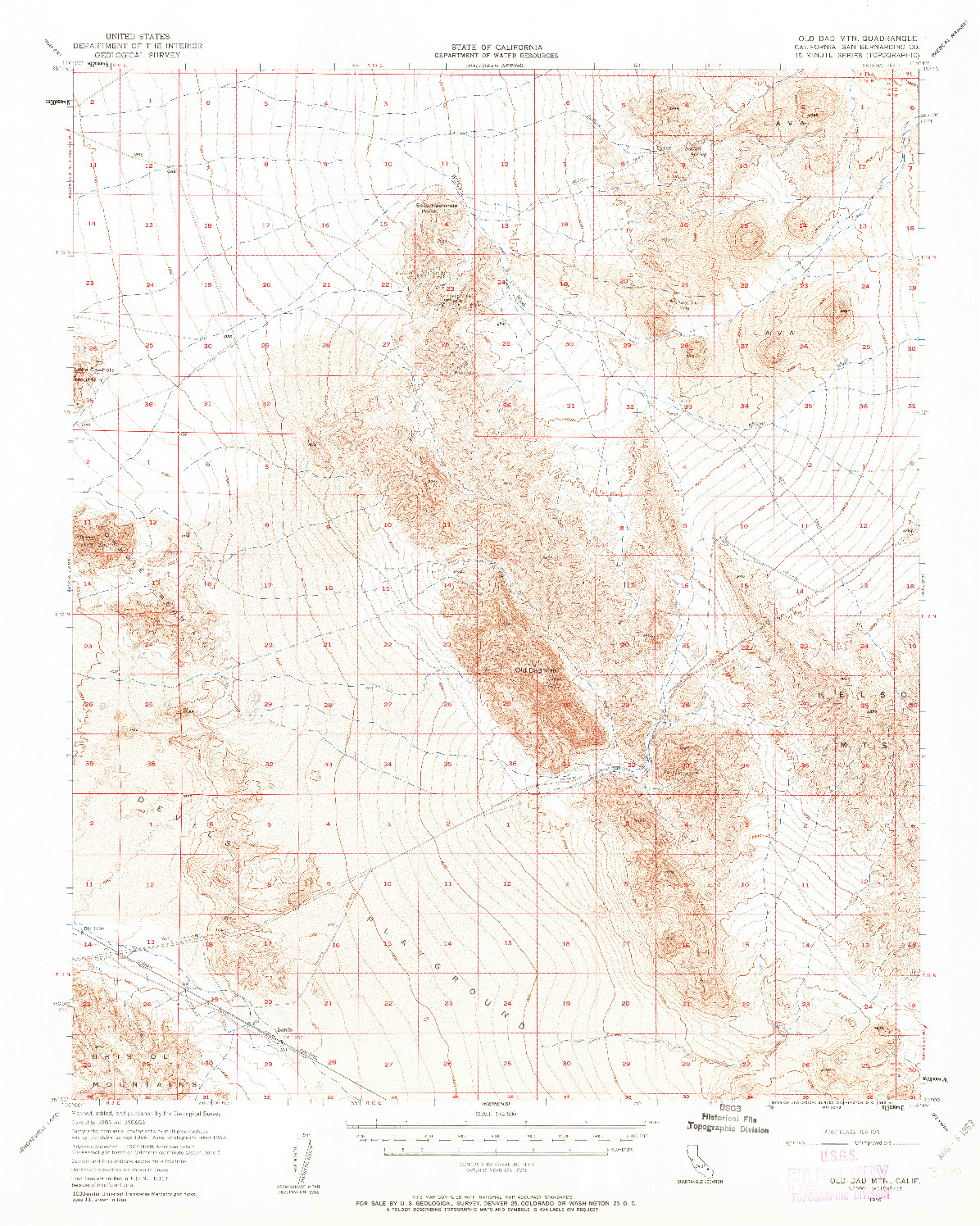 USGS 1:62500-SCALE QUADRANGLE FOR OLD DAD MOUNTAIN, CA 1956