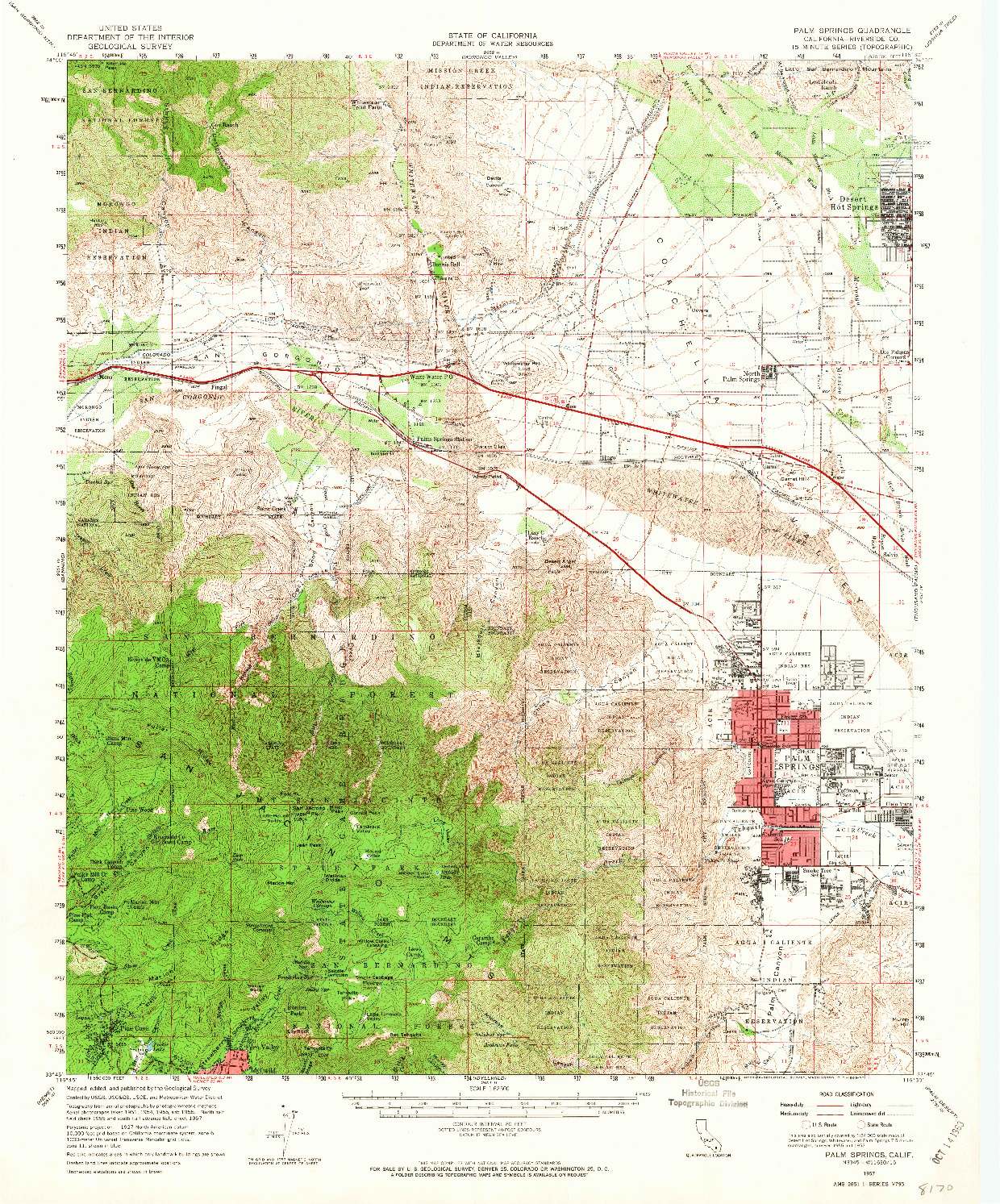 USGS 1:62500-SCALE QUADRANGLE FOR PALM SPRINGS, CA 1957