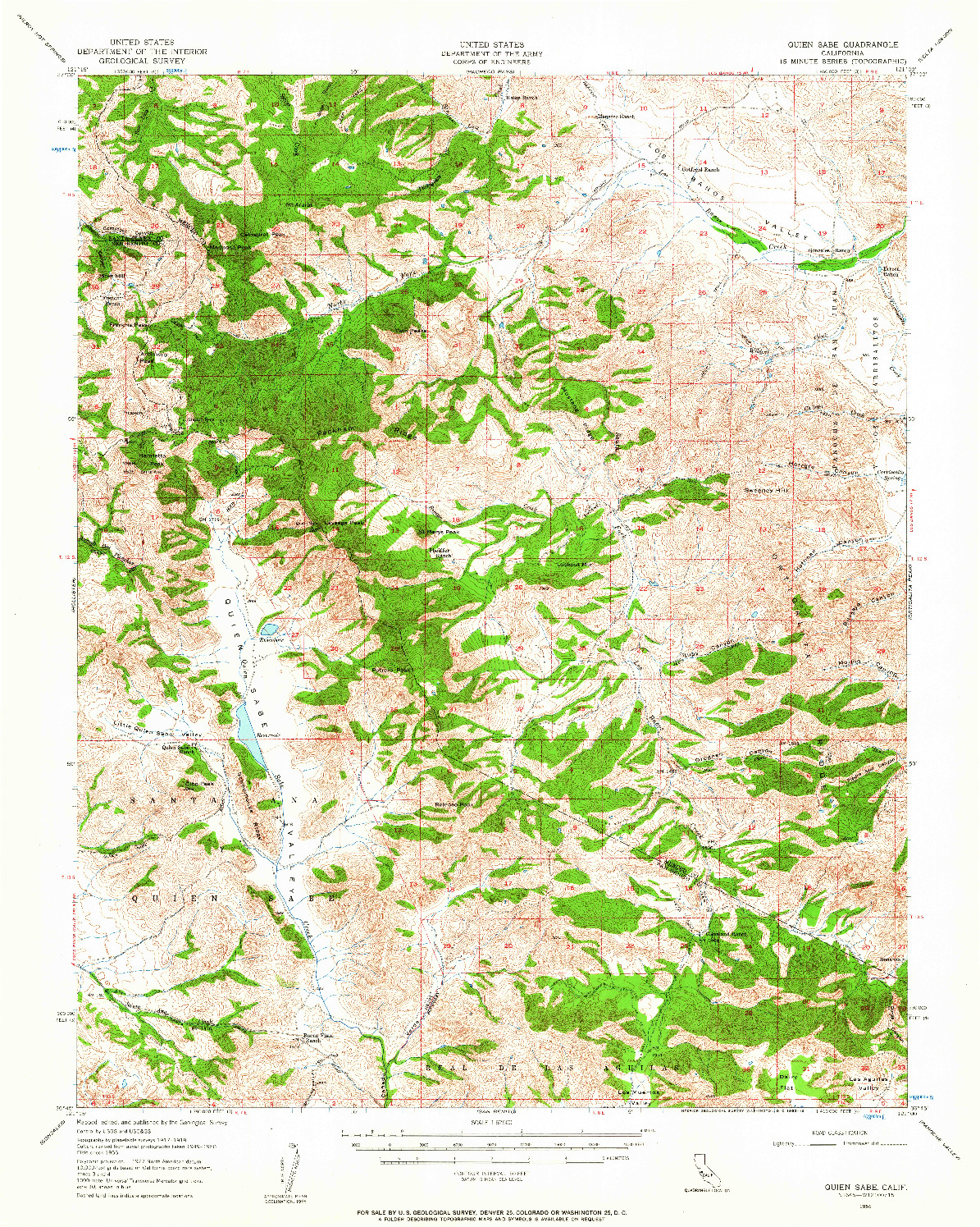 USGS 1:62500-SCALE QUADRANGLE FOR QUIEN SABE, CA 1956