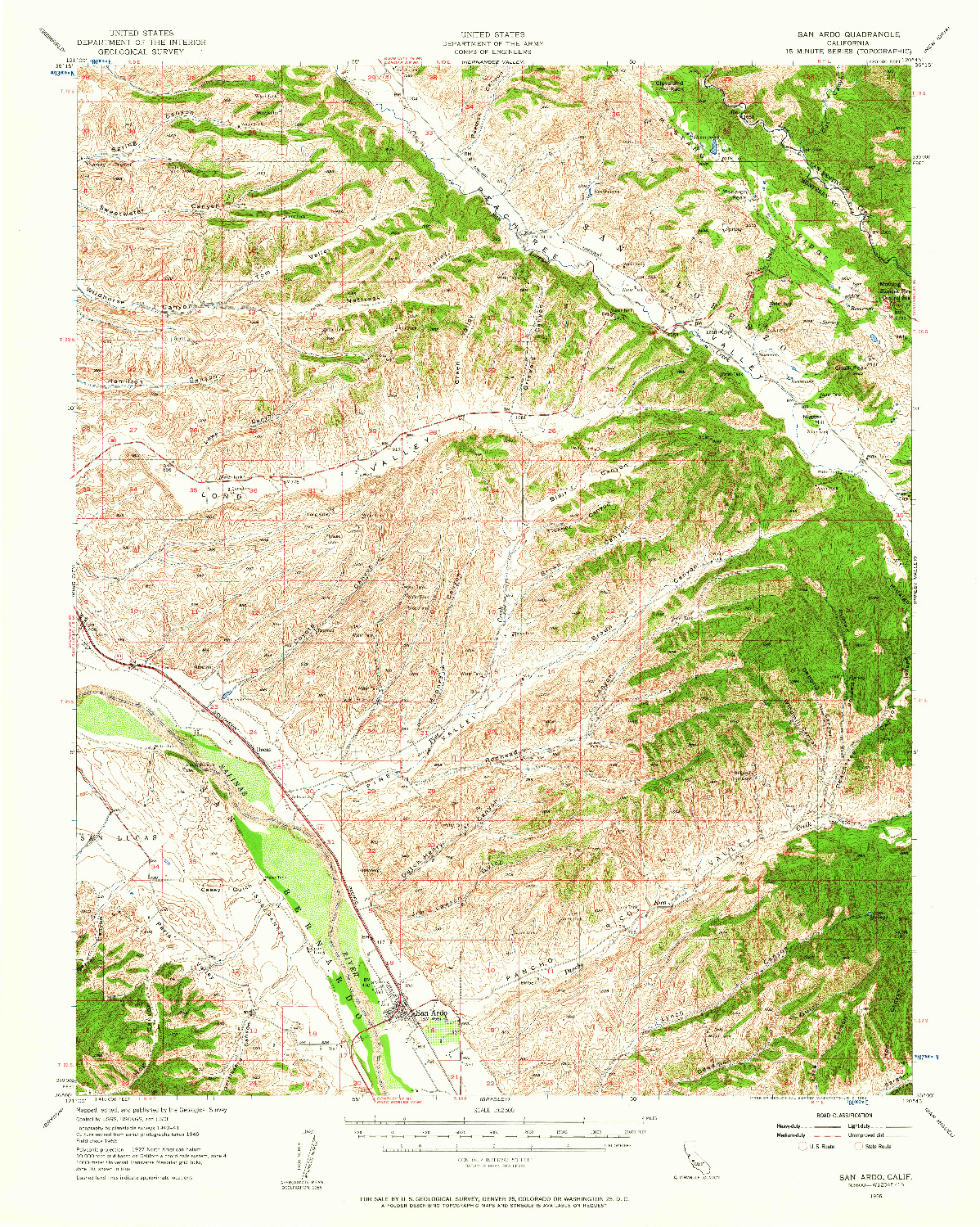 USGS 1:62500-SCALE QUADRANGLE FOR SAN ARDO, CA 1956