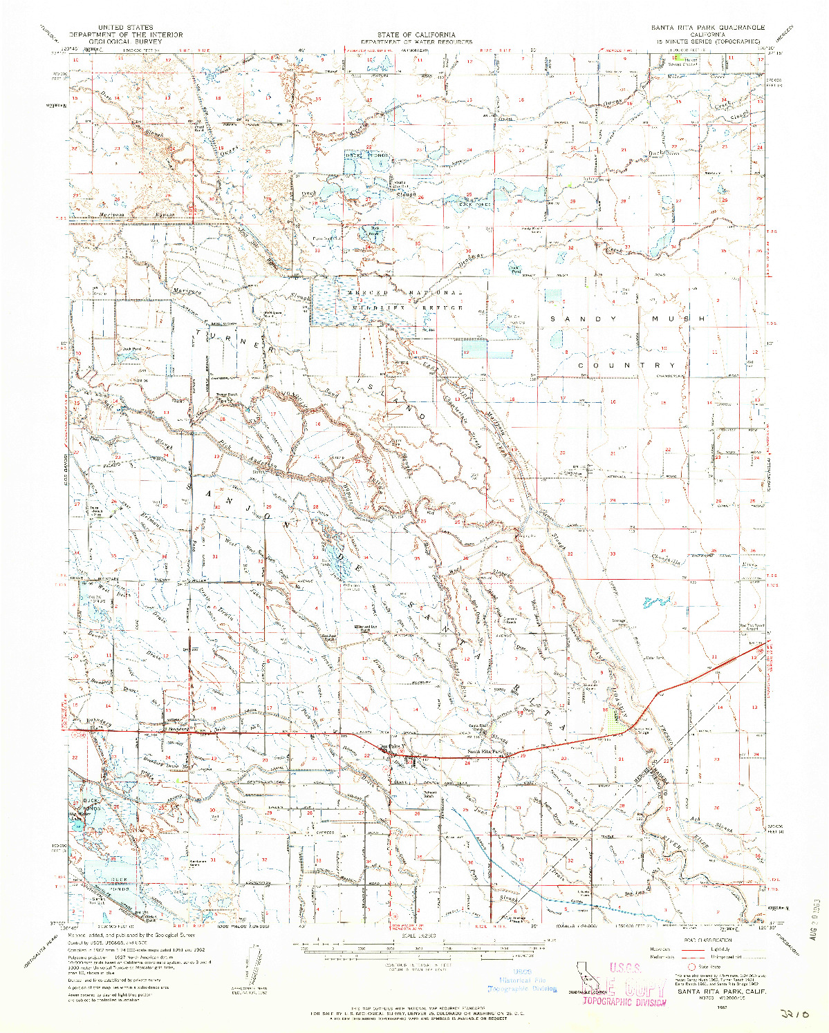 USGS 1:62500-SCALE QUADRANGLE FOR SANTA RITA PARK, CA 1962