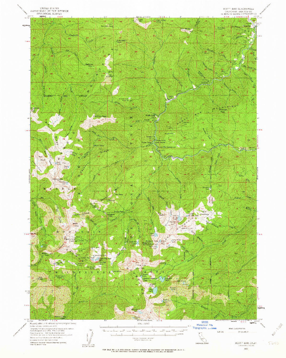 USGS 1:62500-SCALE QUADRANGLE FOR SCOTT BAR, CA 1955