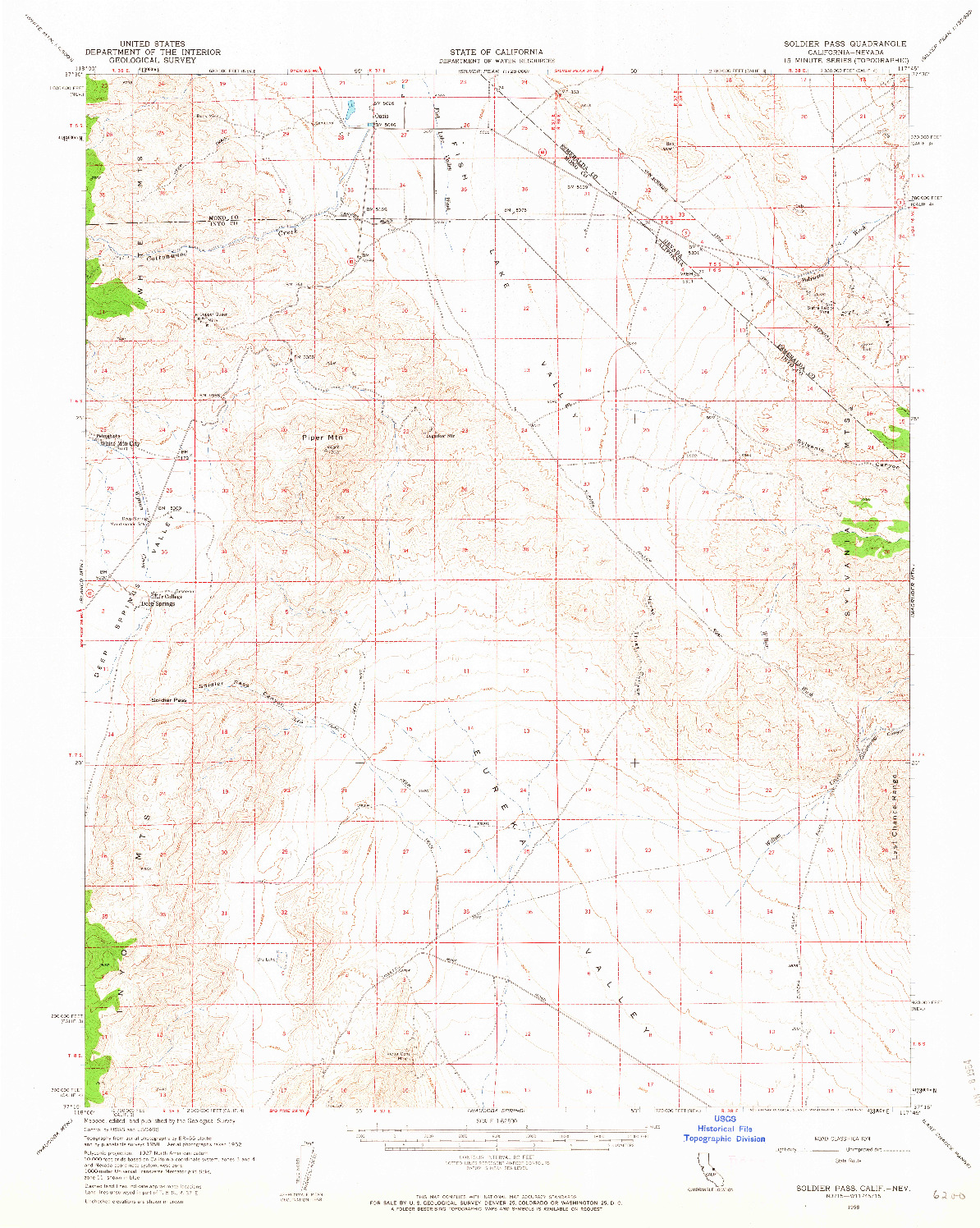 USGS 1:62500-SCALE QUADRANGLE FOR SOLDIER PASS, CA 1958