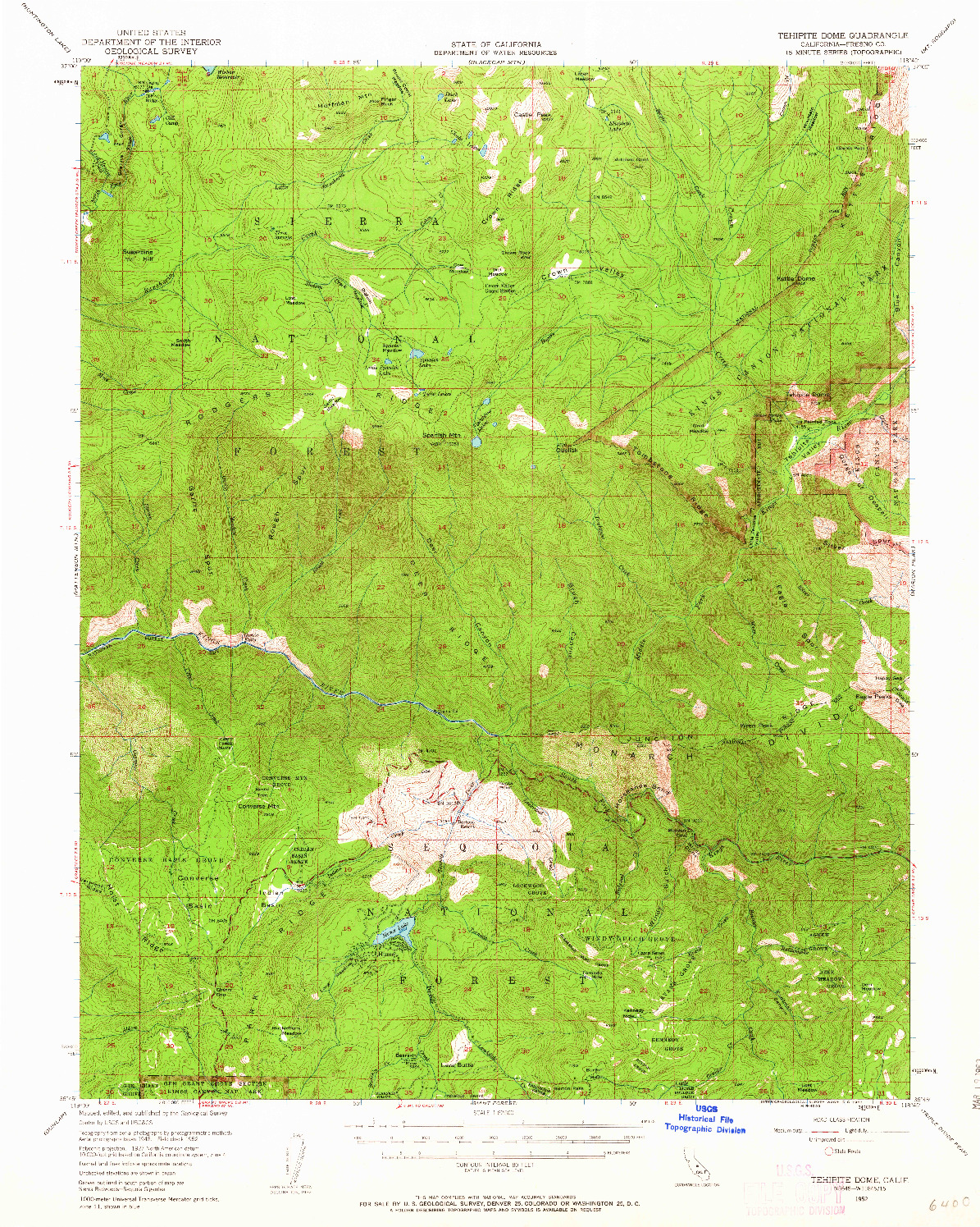 USGS 1:62500-SCALE QUADRANGLE FOR TEHIPITE DOME, CA 1952