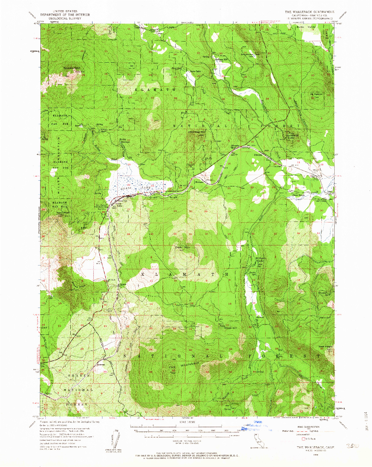 USGS 1:62500-SCALE QUADRANGLE FOR THE WHALEBACK, CA 1954