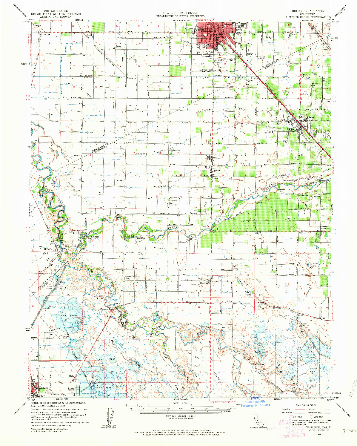 USGS 1:62500-SCALE QUADRANGLE FOR TURLOCK, CA 1962
