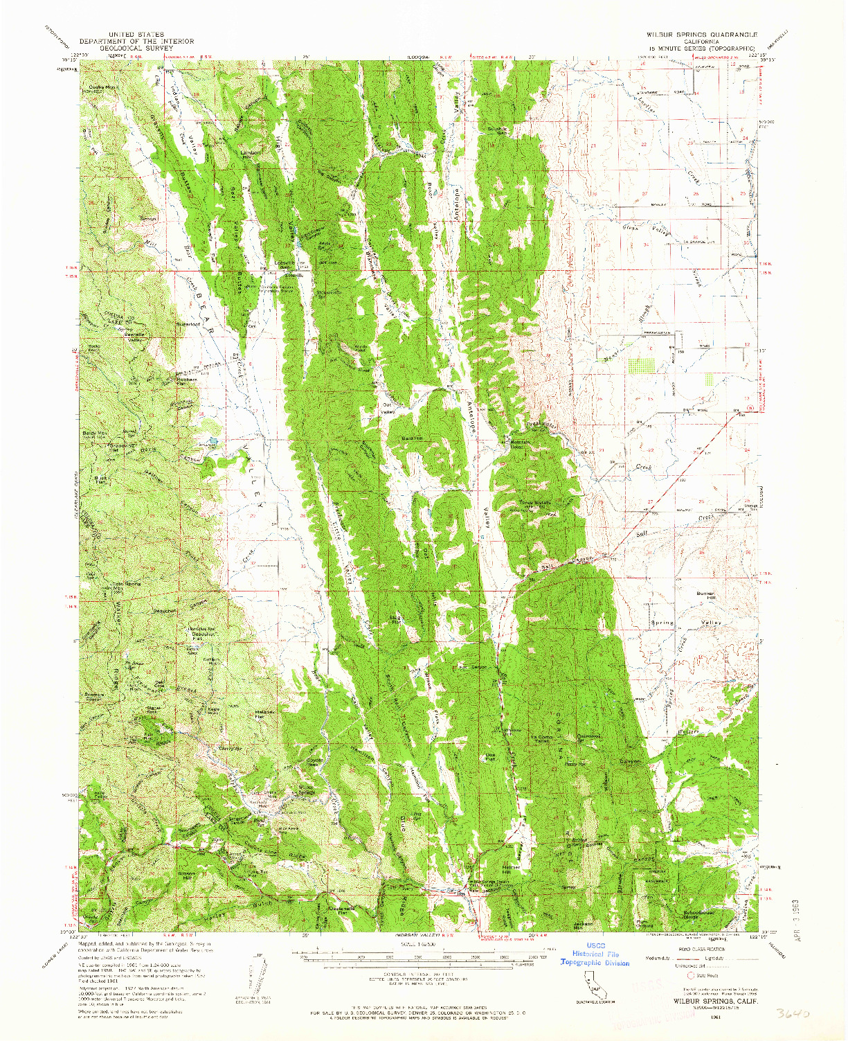 USGS 1:62500-SCALE QUADRANGLE FOR WILBUR SPRINGS, CA 1961