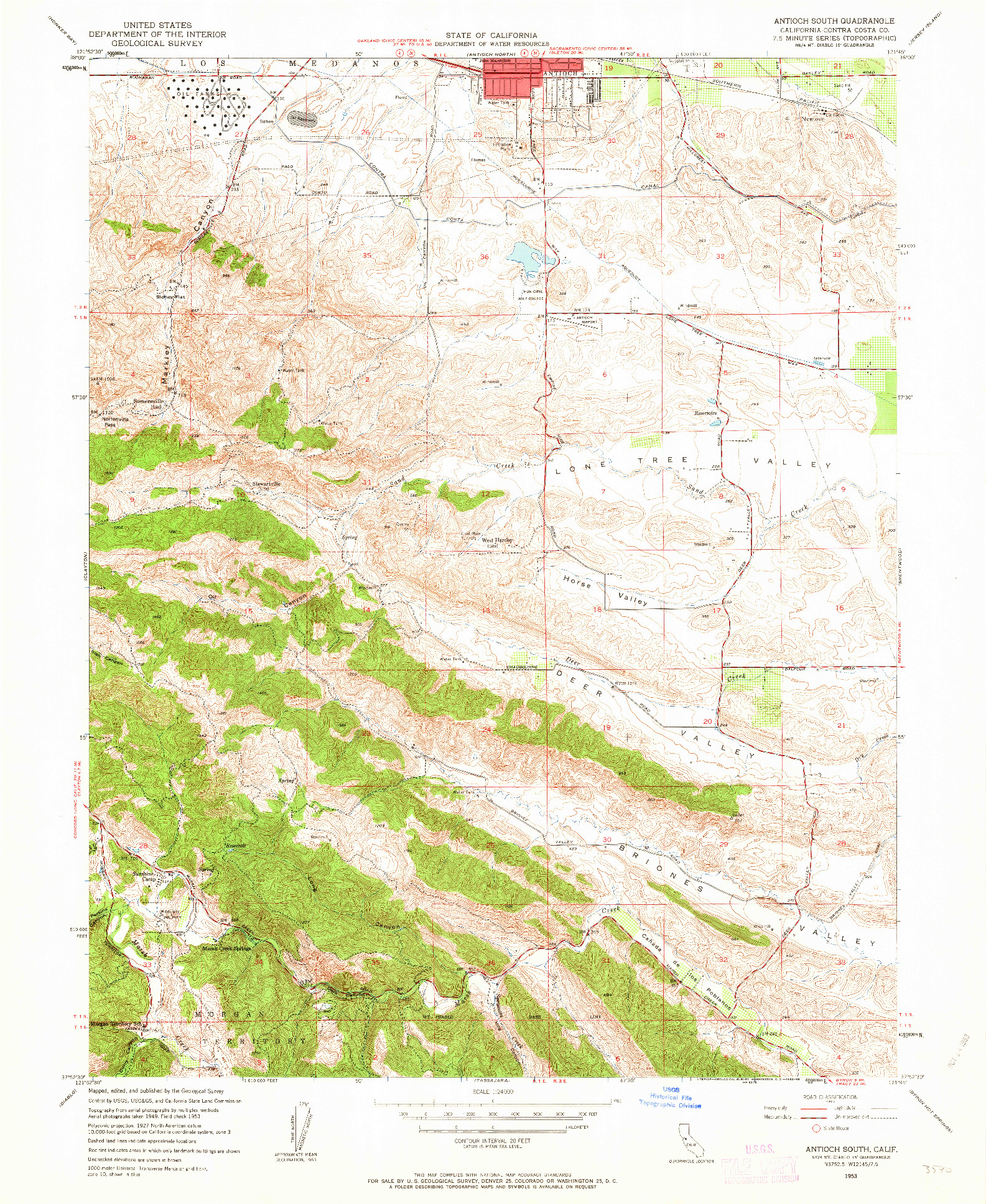 USGS 1:24000-SCALE QUADRANGLE FOR ANTIOCH SOUTH, CA 1953