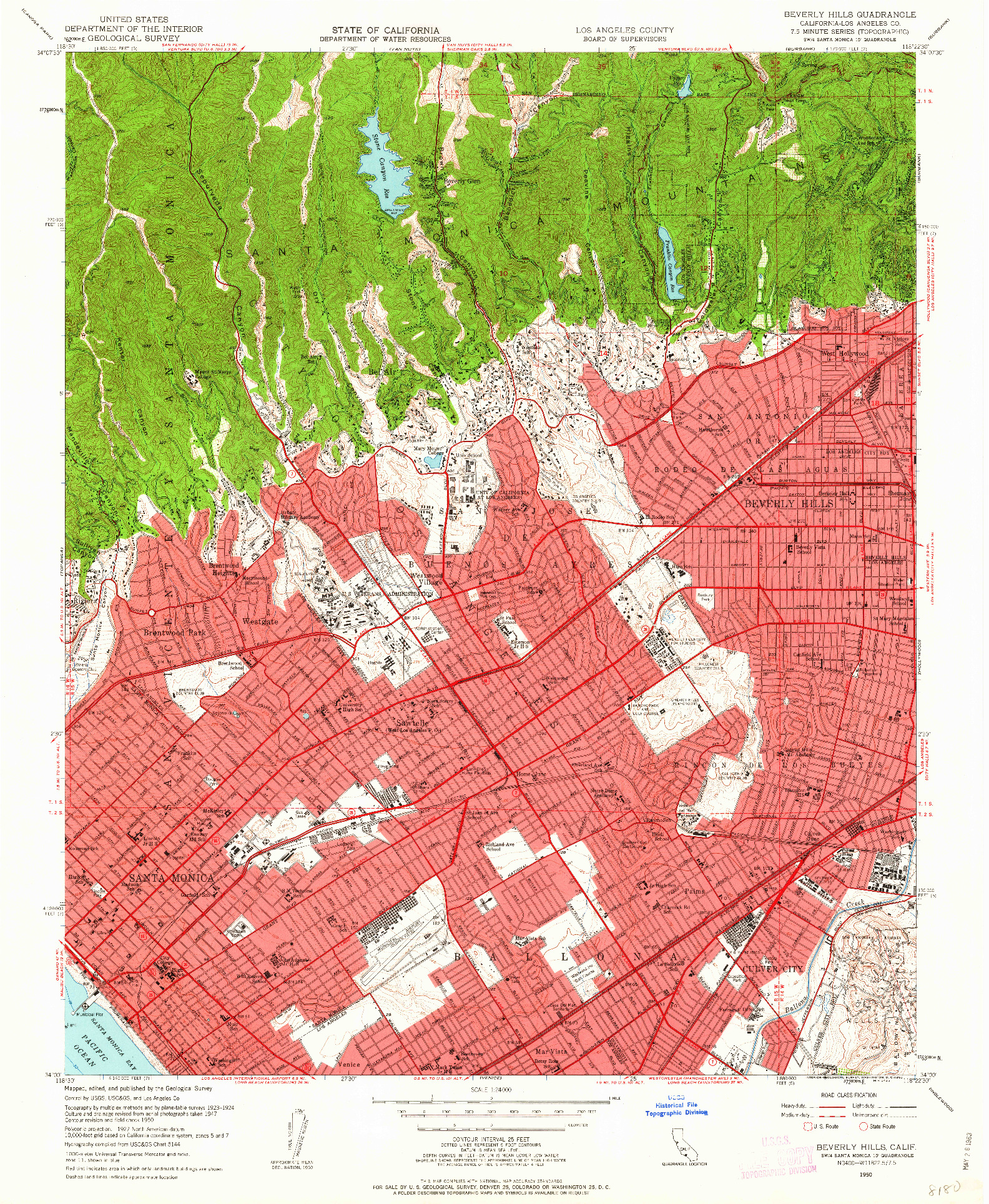 USGS 1:24000-SCALE QUADRANGLE FOR BEVERLY HILLS, CA 1950