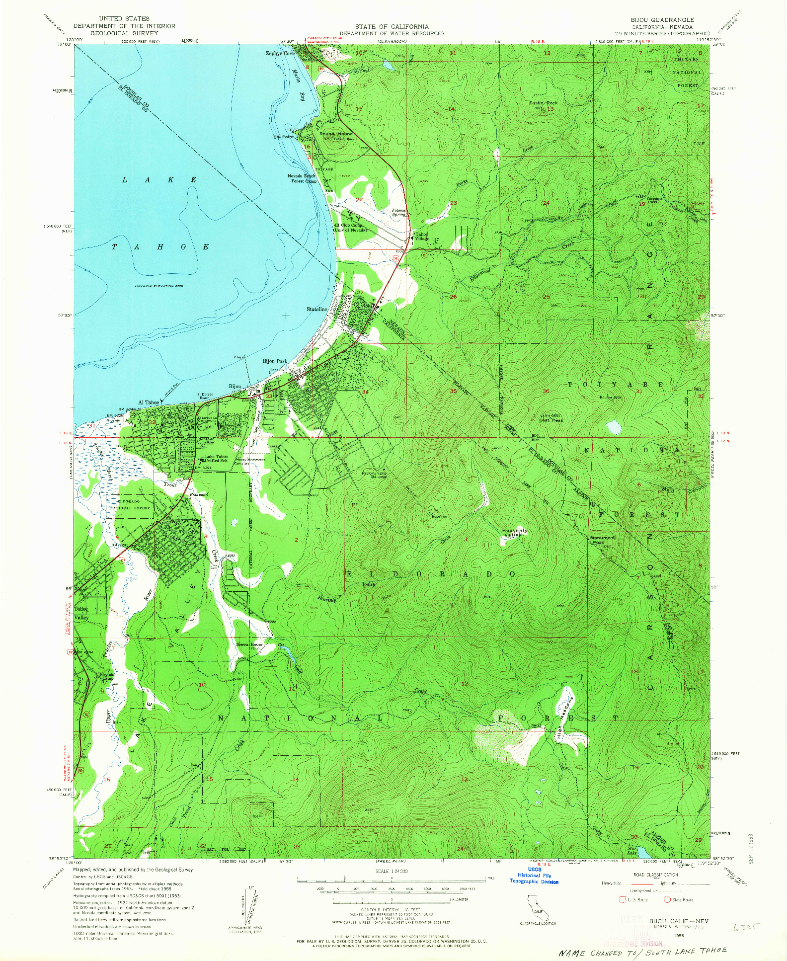 USGS 1:24000-SCALE QUADRANGLE FOR BIJOU, CA 1955