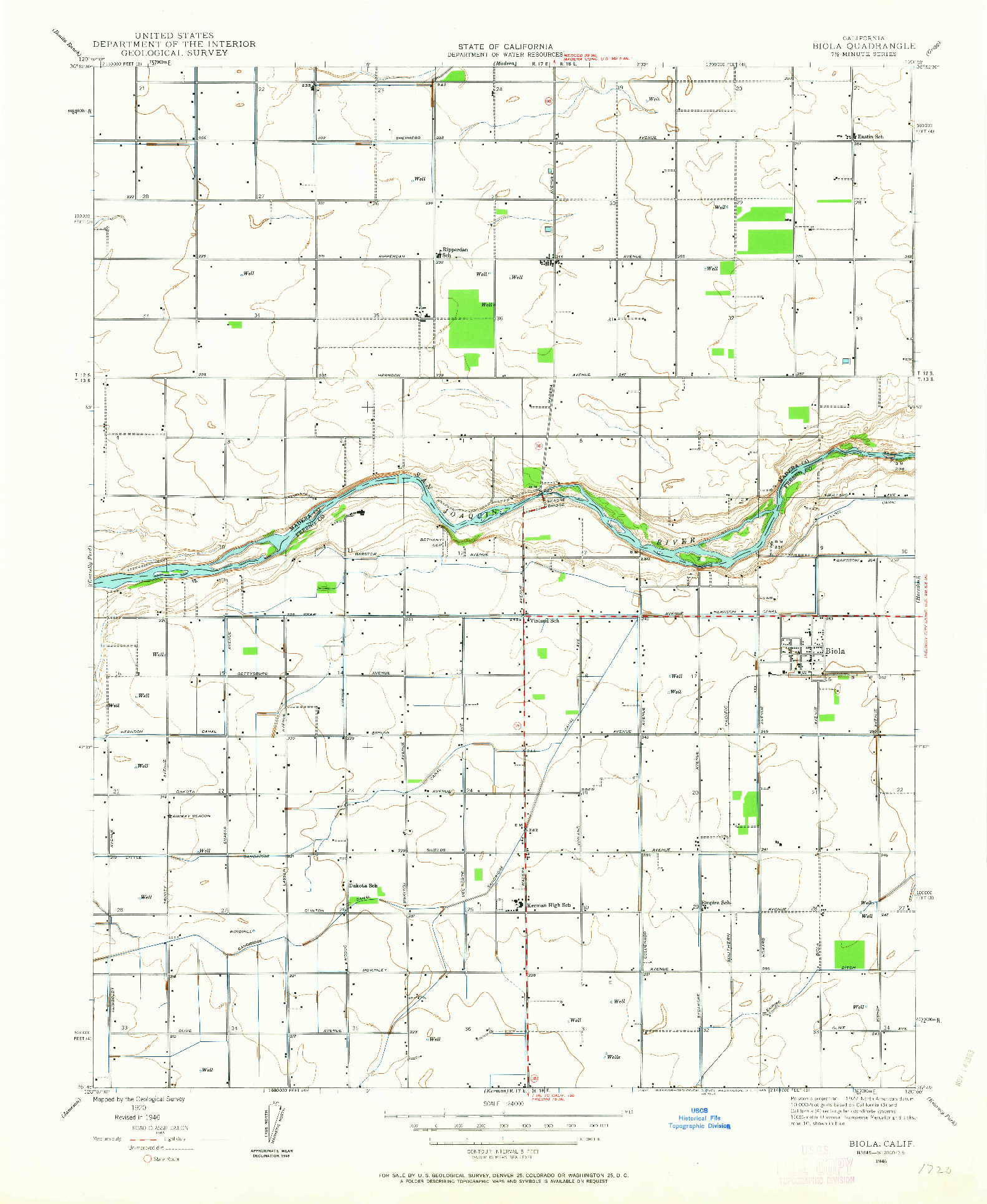 USGS 1:24000-SCALE QUADRANGLE FOR BIOLA, CA 1946