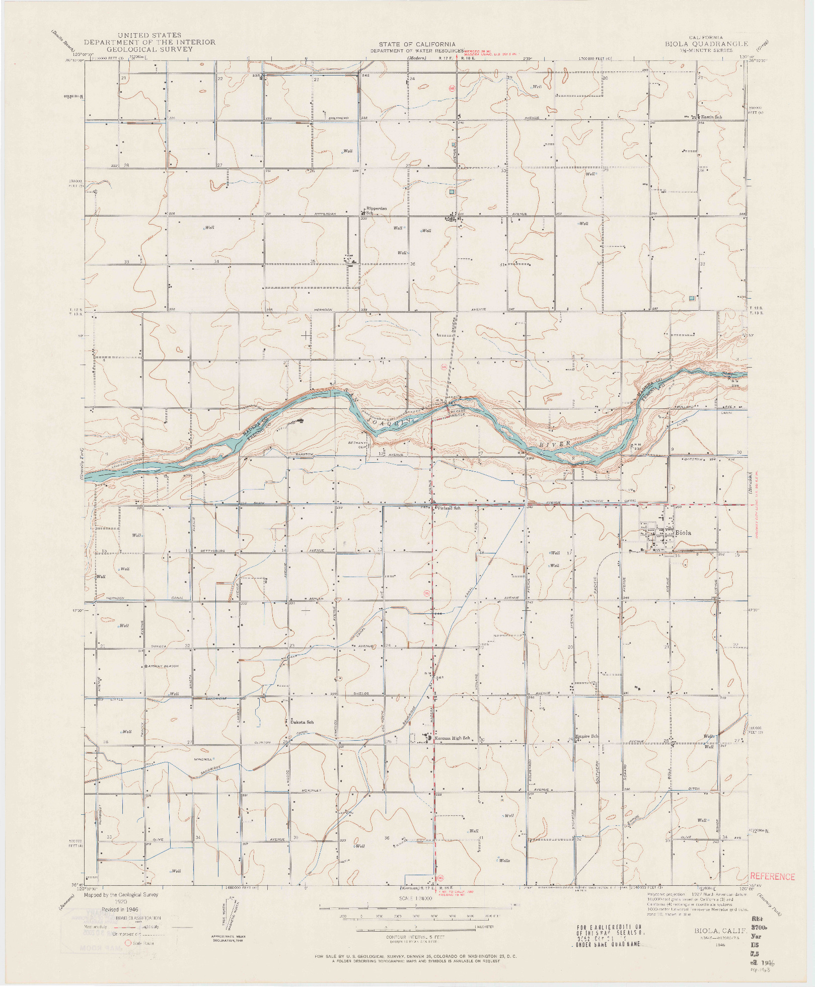 USGS 1:24000-SCALE QUADRANGLE FOR BIOLA, CA 1946