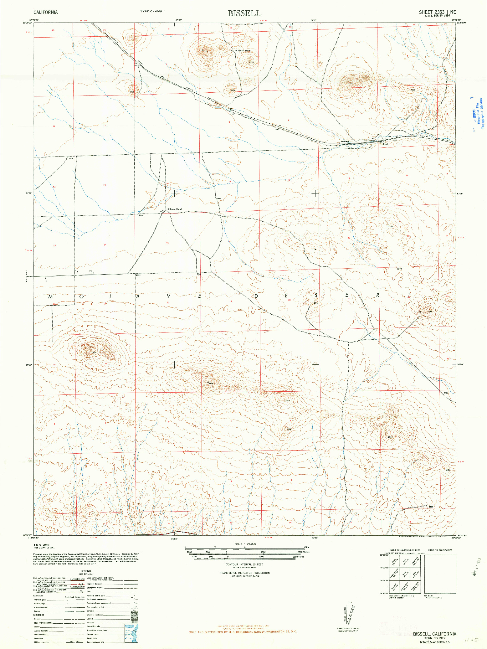 USGS 1:24000-SCALE QUADRANGLE FOR BISSELL, CA 1947