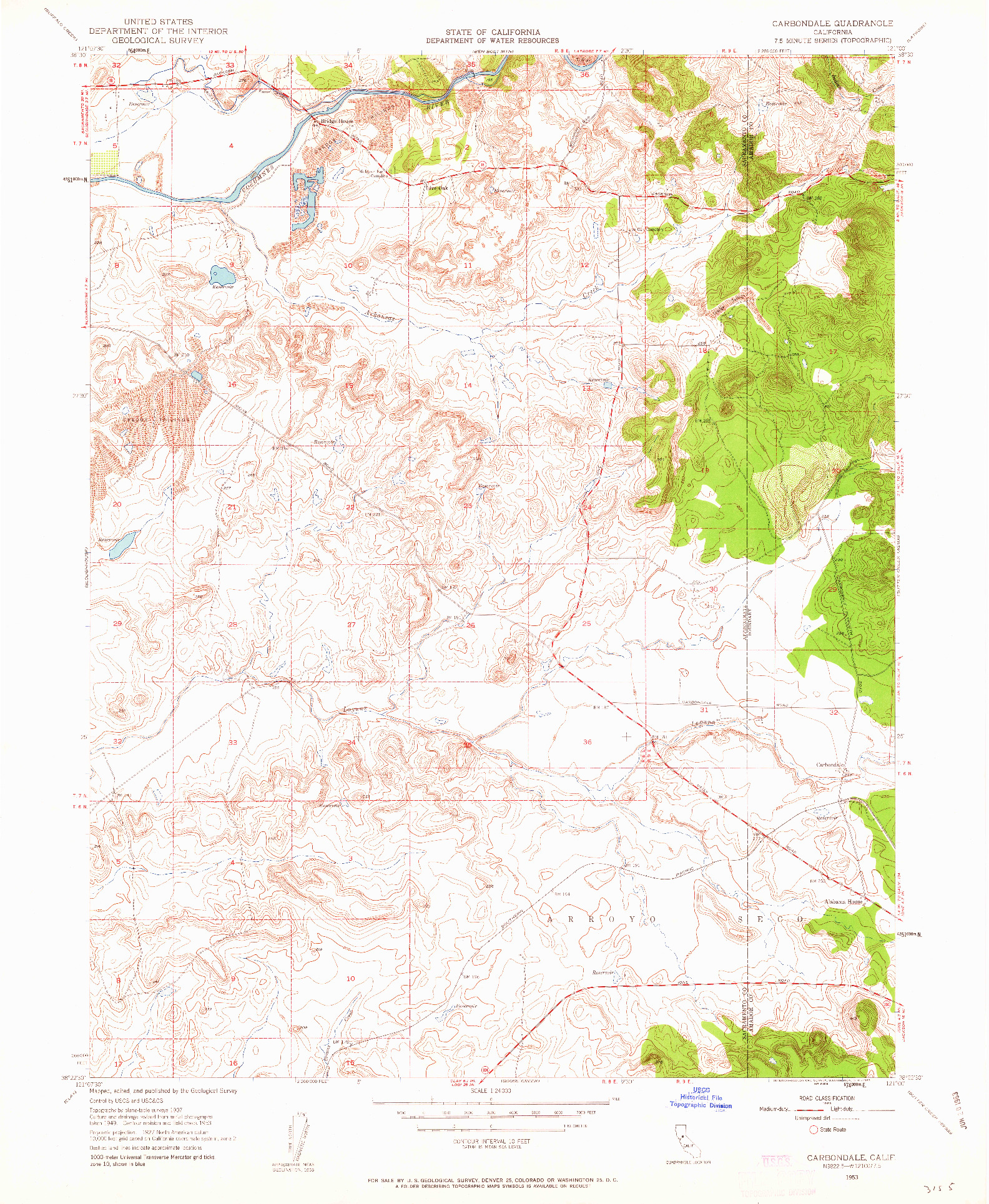 USGS 1:24000-SCALE QUADRANGLE FOR CARBONDALE, CA 1953