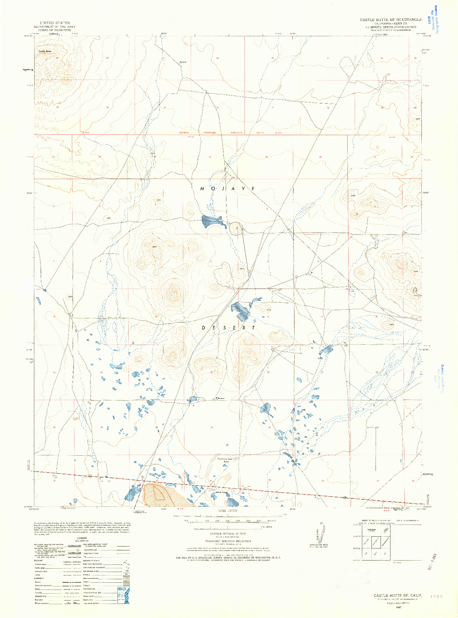 USGS 1:24000-SCALE QUADRANGLE FOR CASTLE BUTTE SE, CA 1947