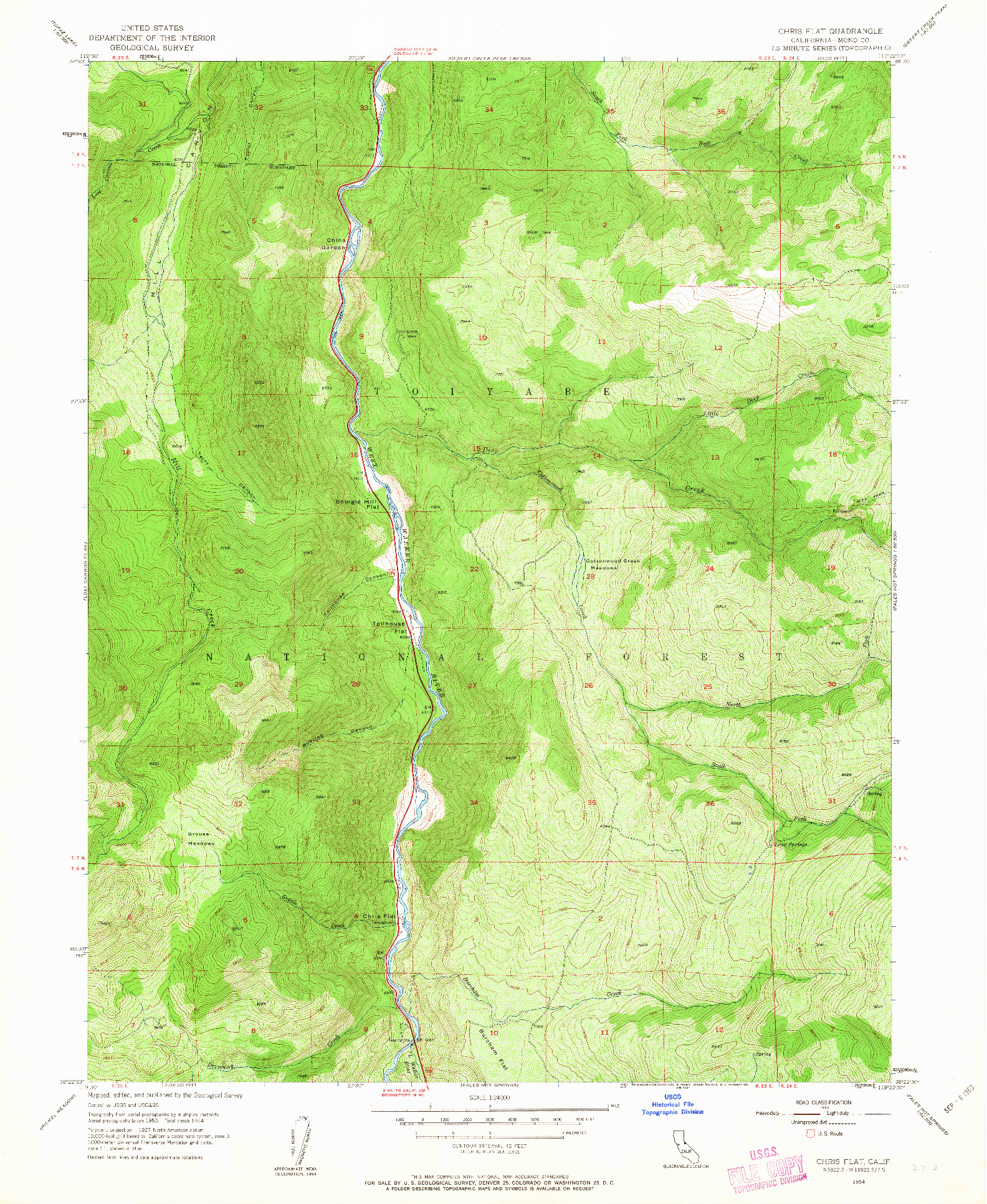 USGS 1:24000-SCALE QUADRANGLE FOR CHRIS FLAT, CA 1954