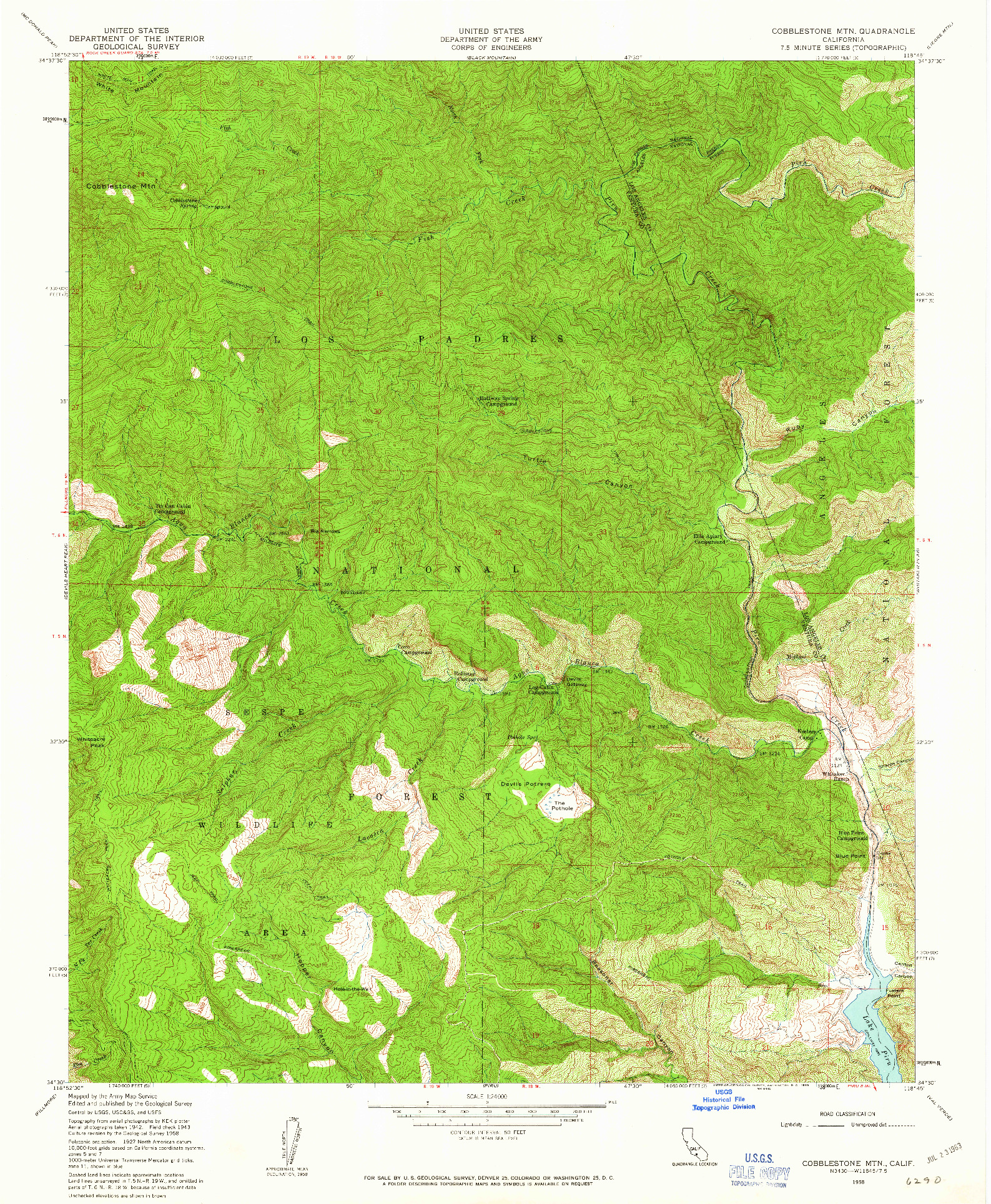 USGS 1:24000-SCALE QUADRANGLE FOR COBBLESTONE MTN, CA 1958
