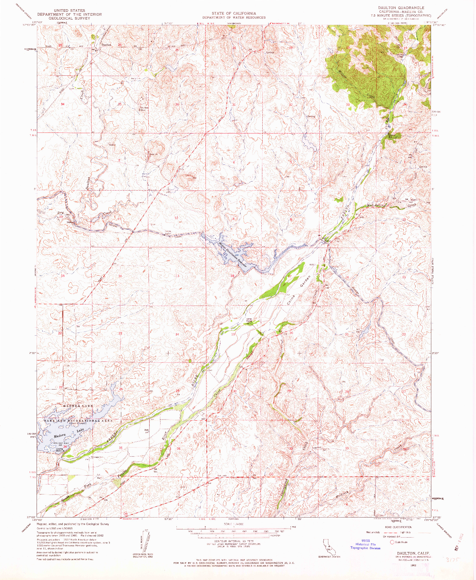 USGS 1:24000-SCALE QUADRANGLE FOR DAULTON, CA 1962