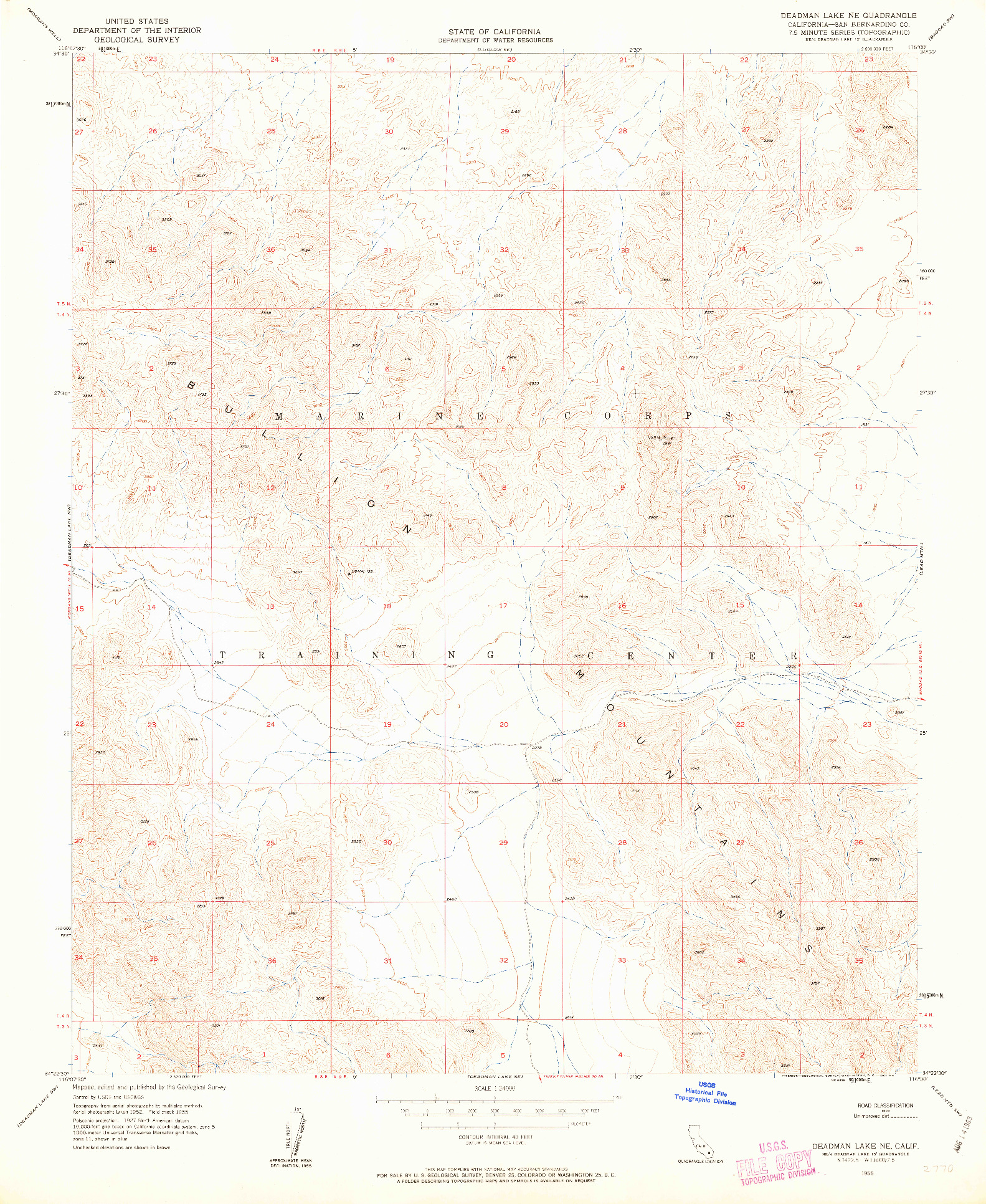 USGS 1:24000-SCALE QUADRANGLE FOR DEADMAN LAKE NE, CA 1955