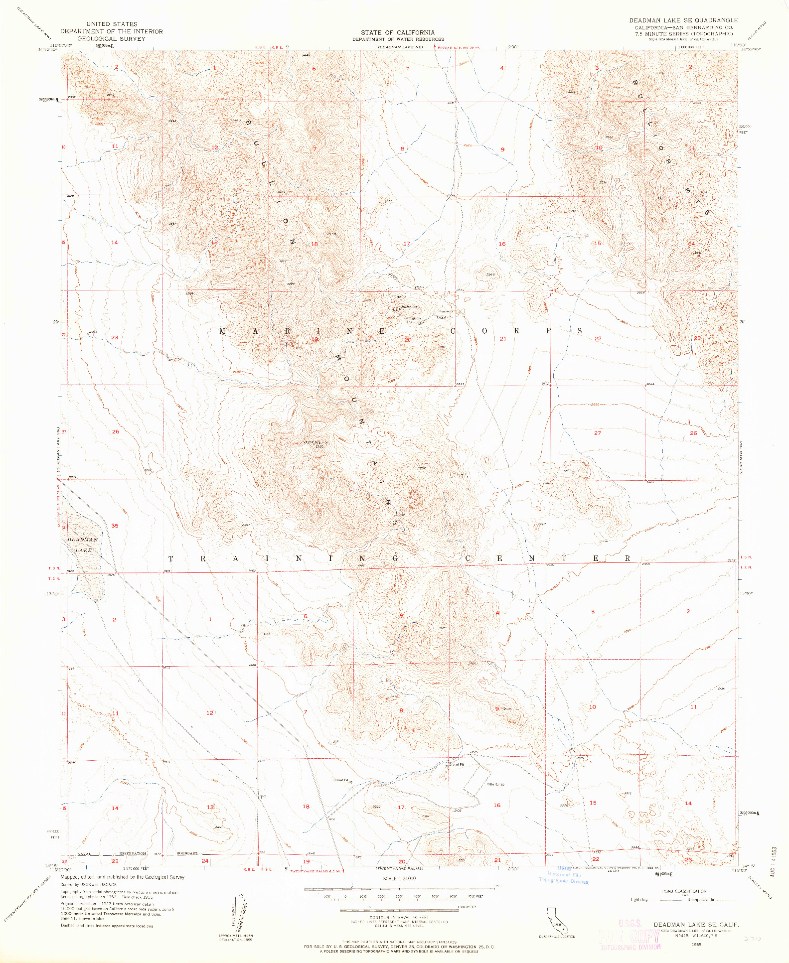 USGS 1:24000-SCALE QUADRANGLE FOR DEADMAN LAKE SE, CA 1955