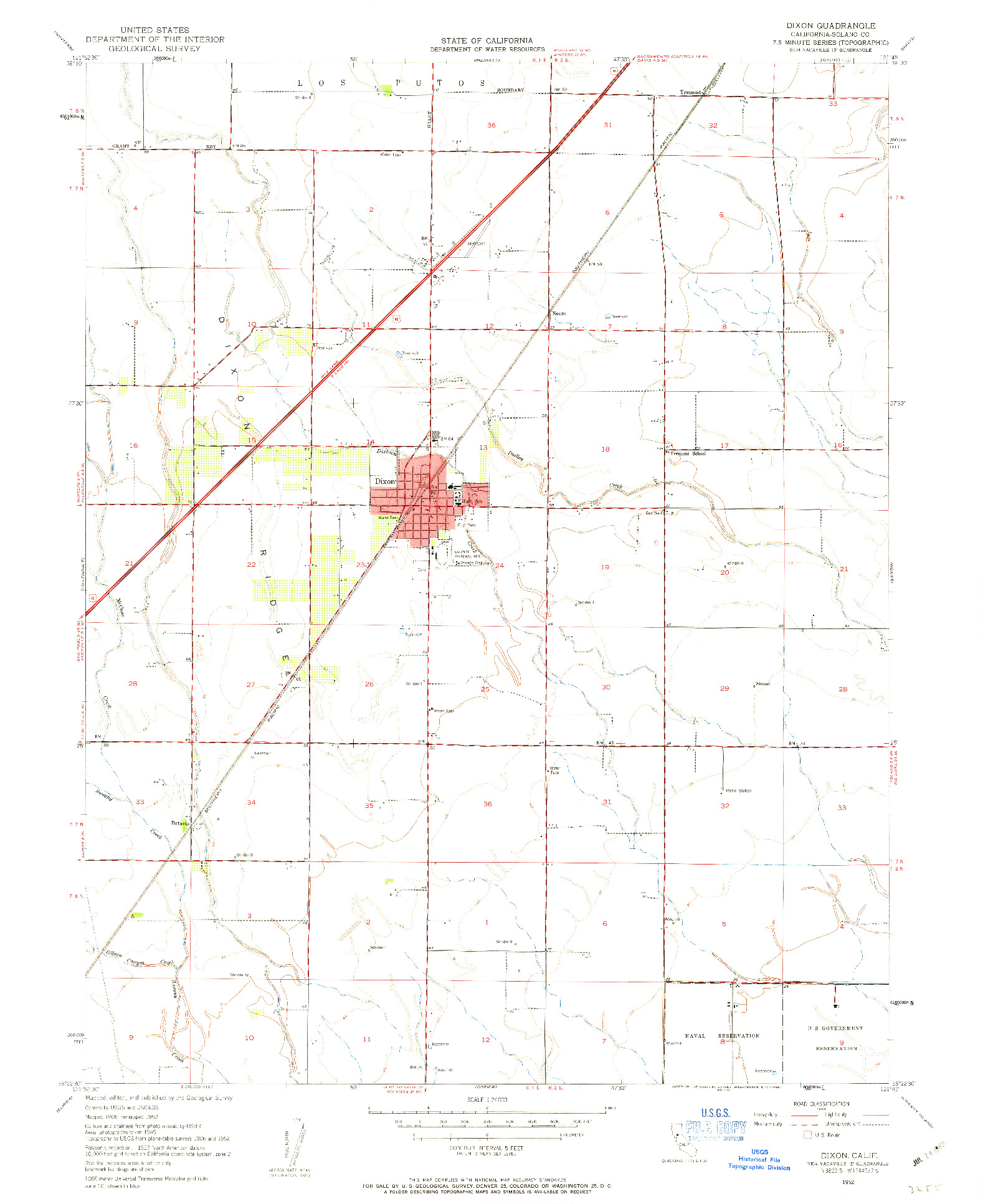 USGS 1:24000-SCALE QUADRANGLE FOR DIXON, CA 1952