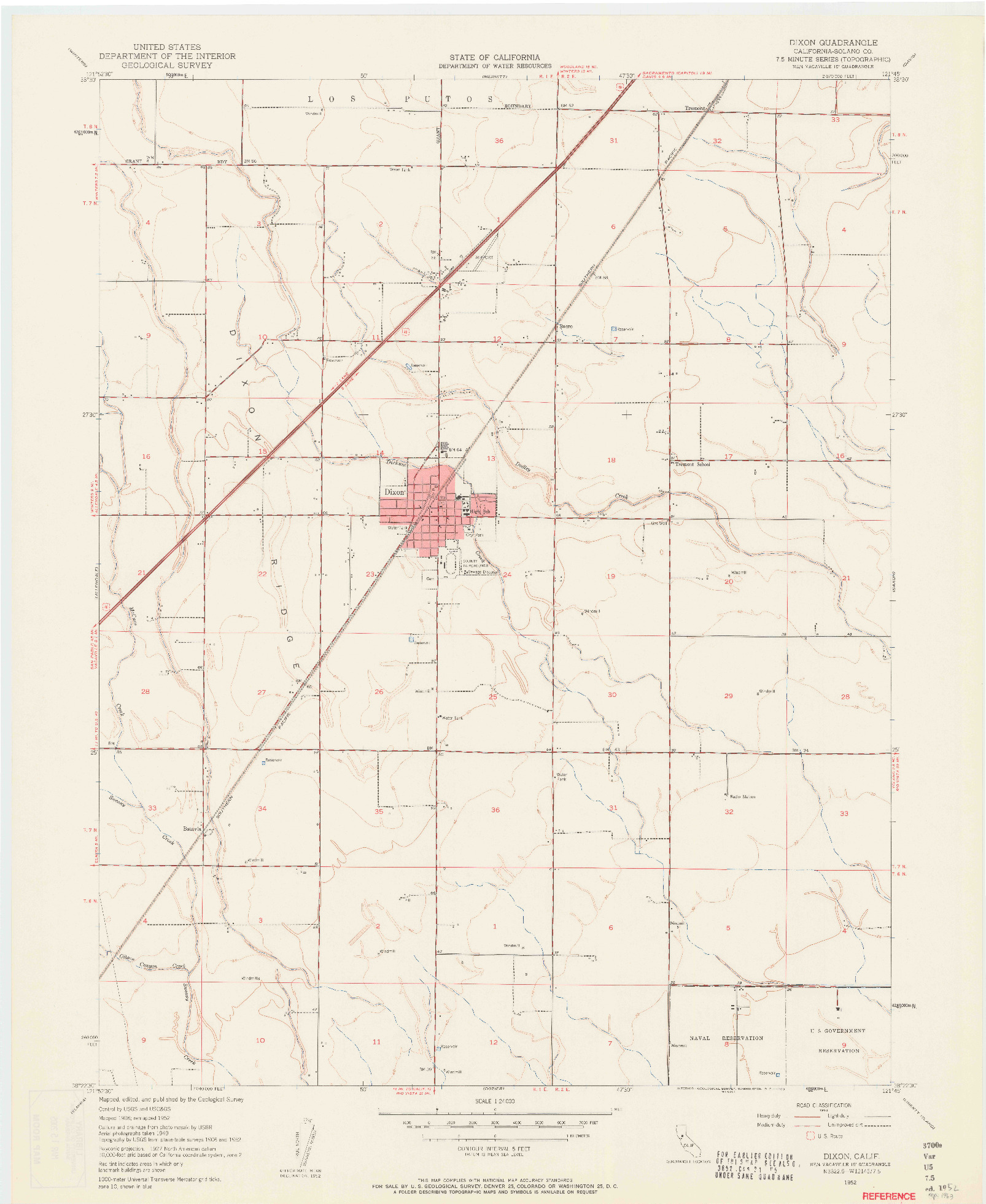 USGS 1:24000-SCALE QUADRANGLE FOR DIXON, CA 1952