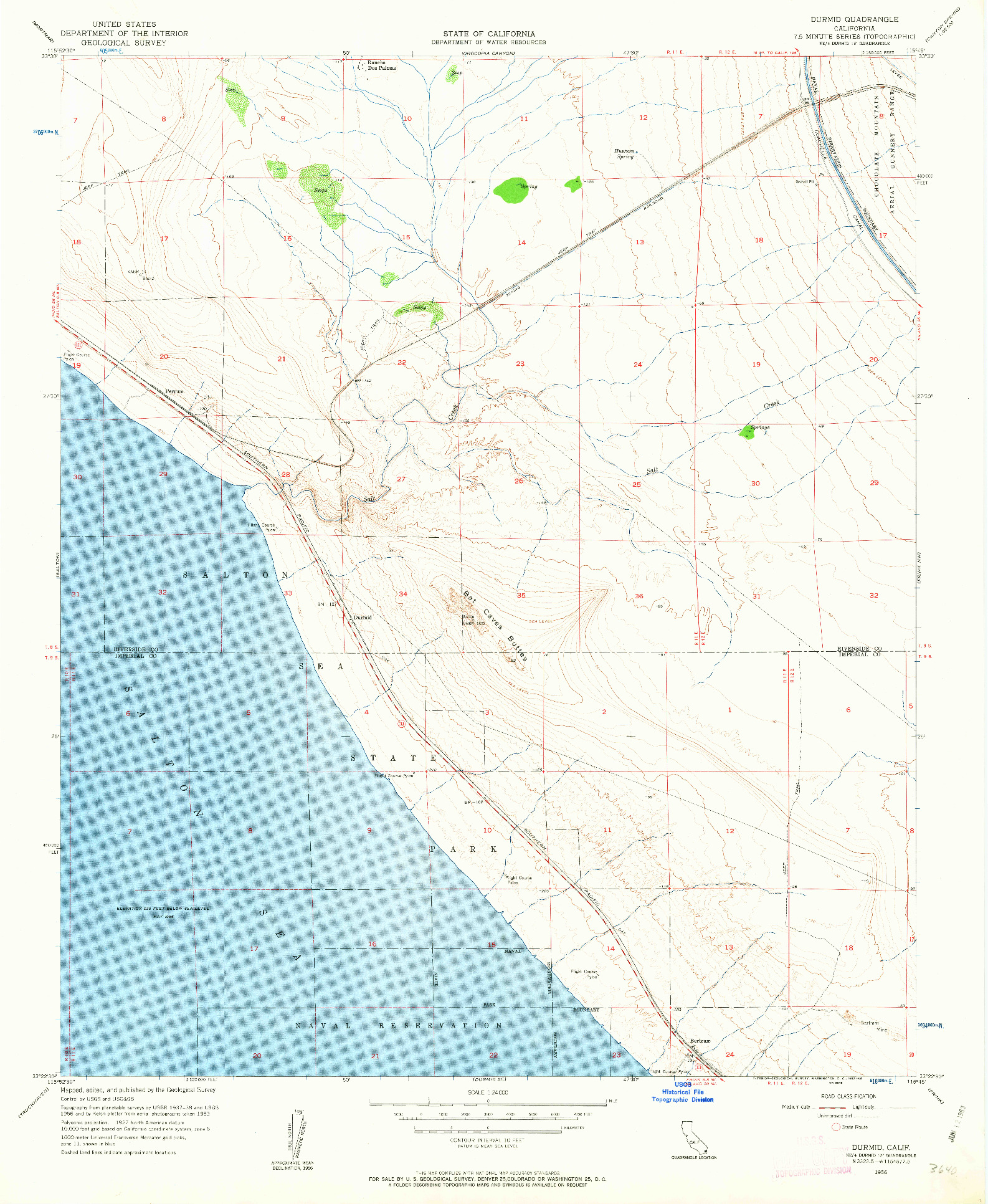 USGS 1:24000-SCALE QUADRANGLE FOR DURMID, CA 1956
