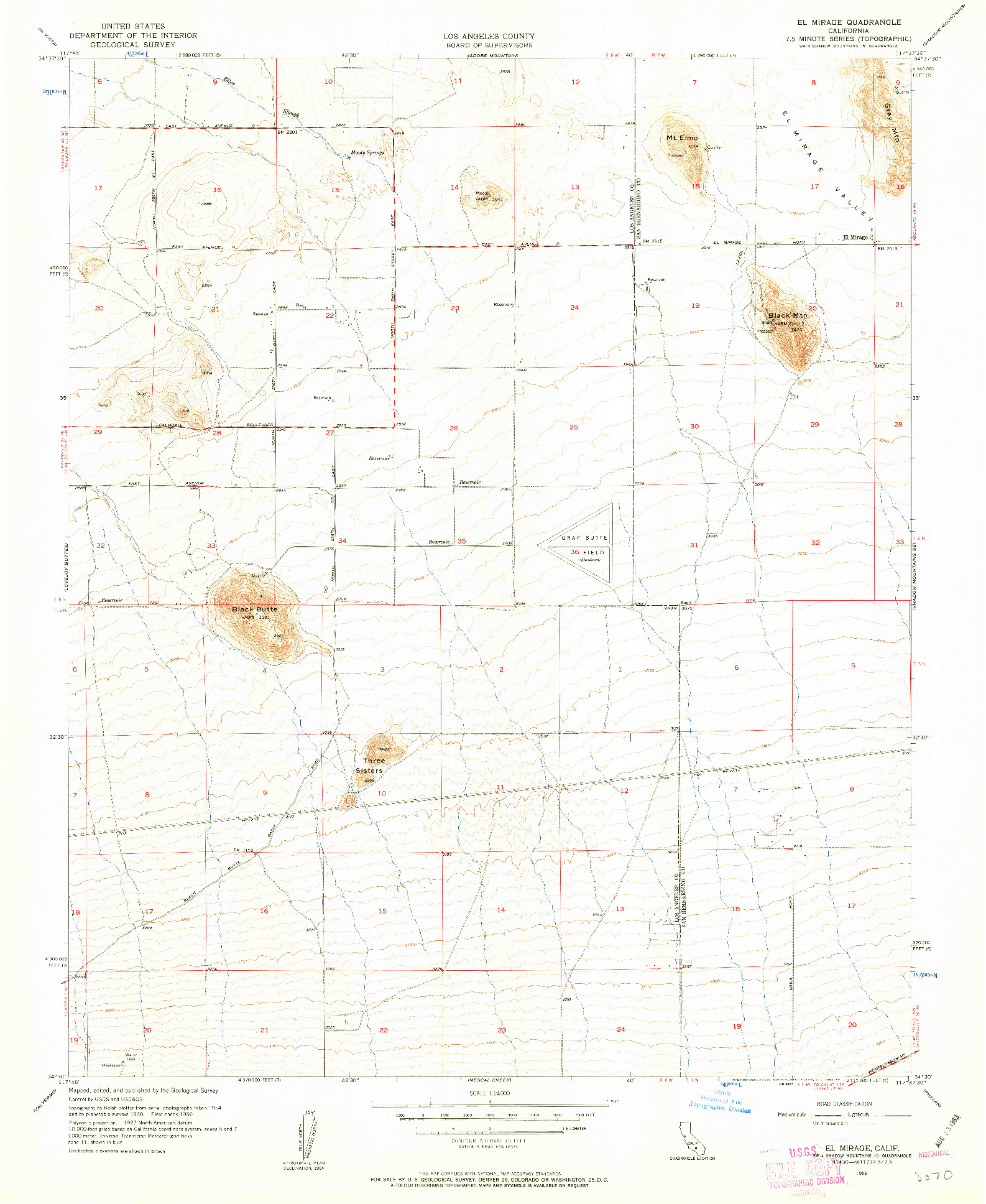 USGS 1:24000-SCALE QUADRANGLE FOR EL MIRAGE, CA 1956