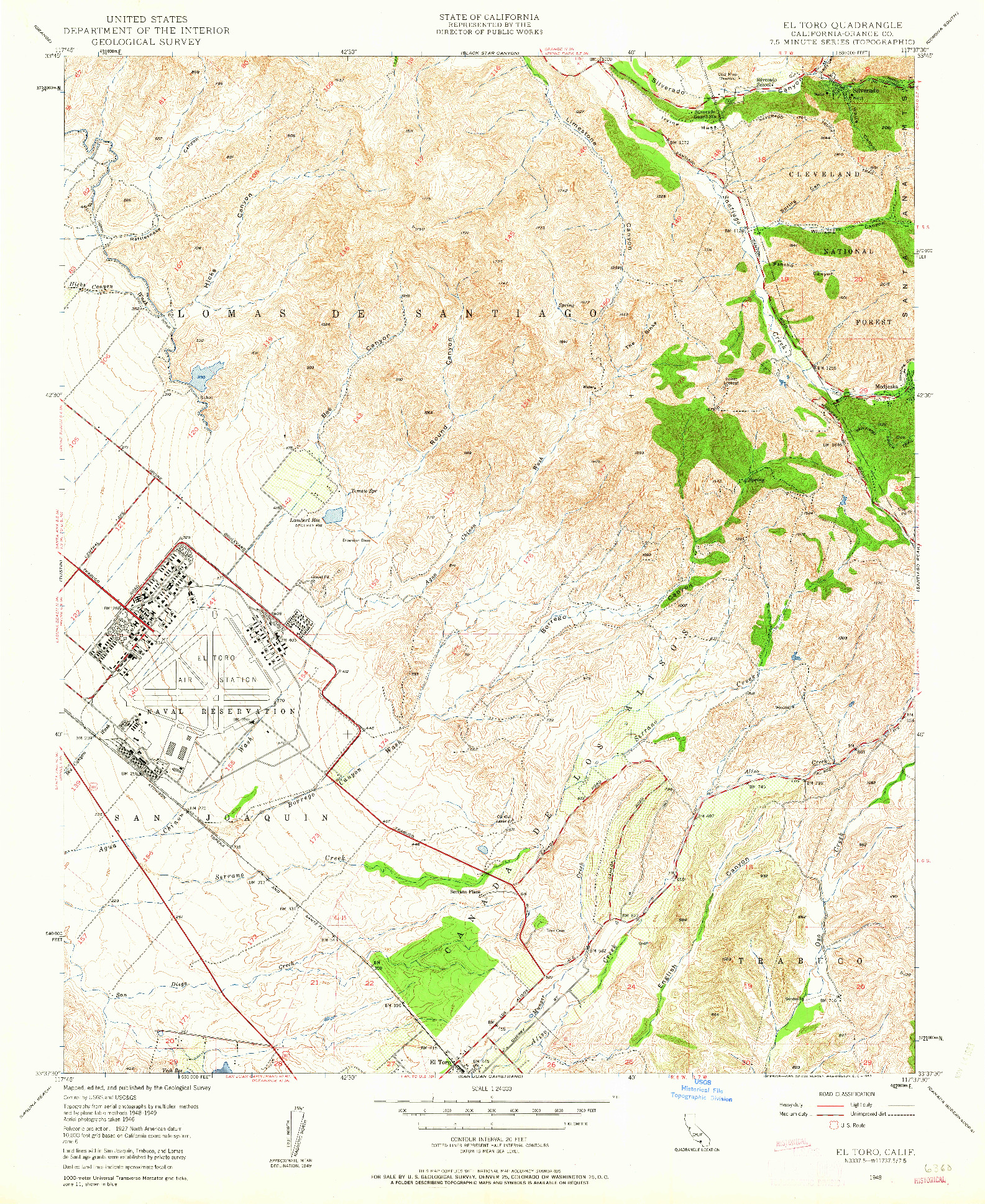 USGS 1:24000-SCALE QUADRANGLE FOR EL TORO, CA 1949
