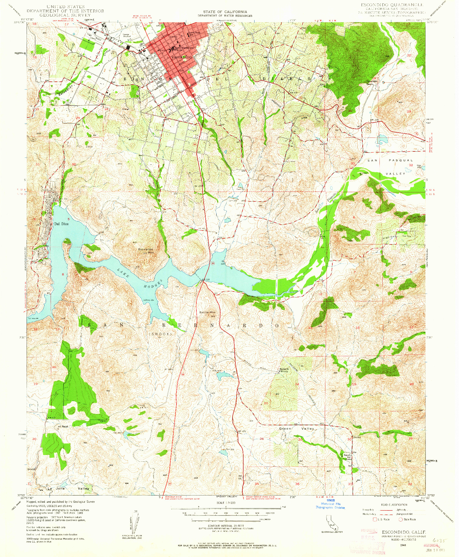 USGS 1:24000-SCALE QUADRANGLE FOR ESCONDIDO, CA 1948