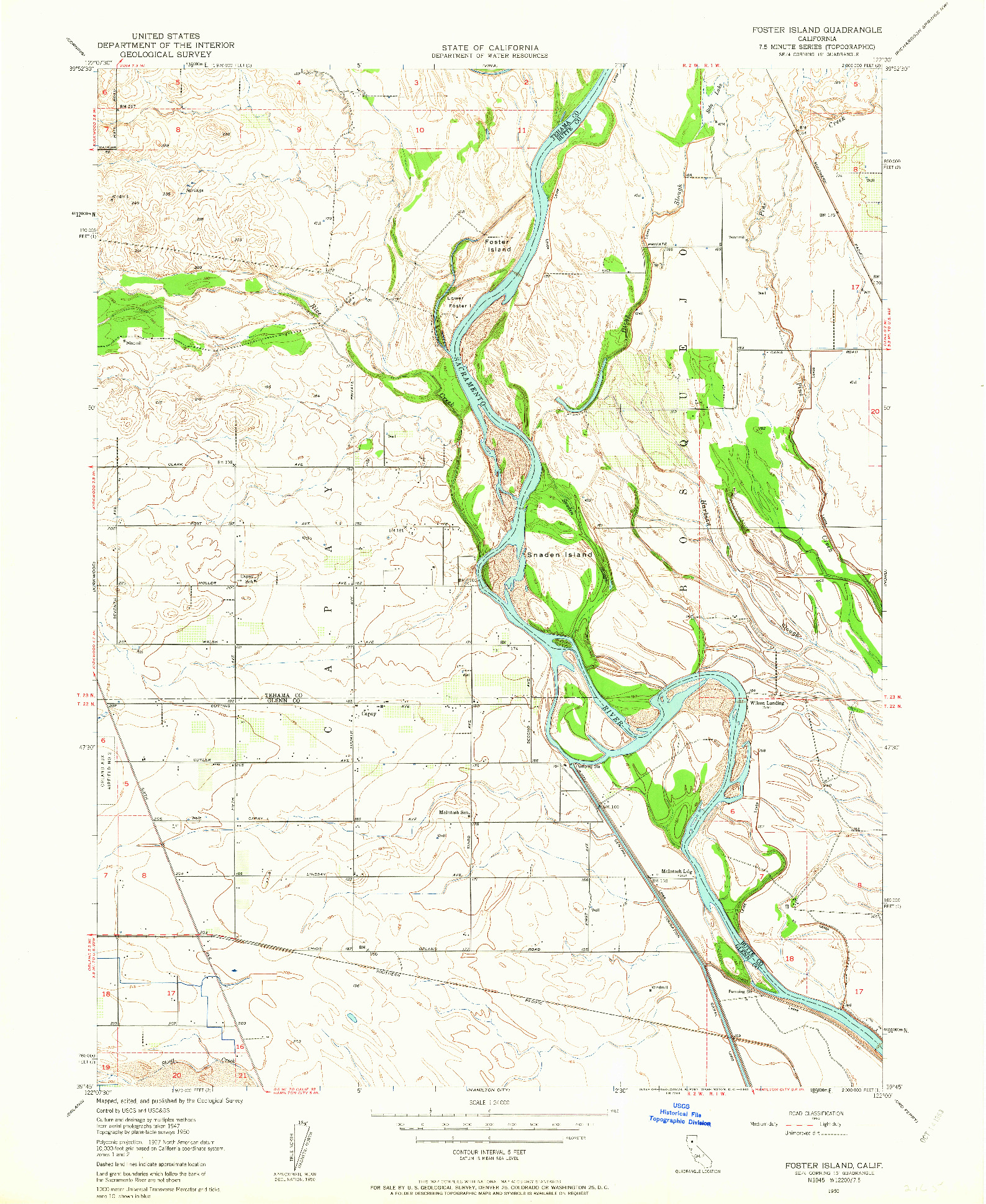 USGS 1:24000-SCALE QUADRANGLE FOR FOSTER ISLAND, CA 1950