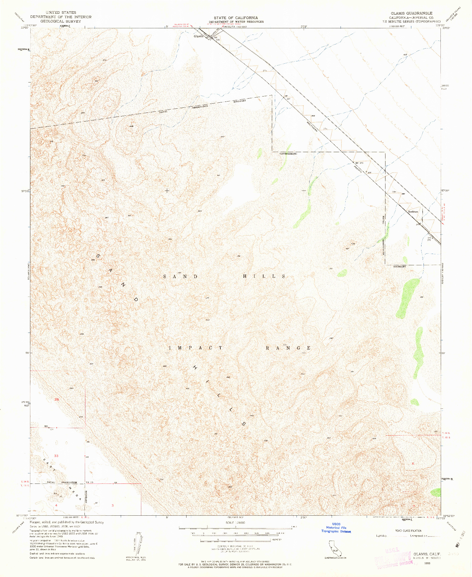 USGS 1:24000-SCALE QUADRANGLE FOR GLAMIS, CA 1955