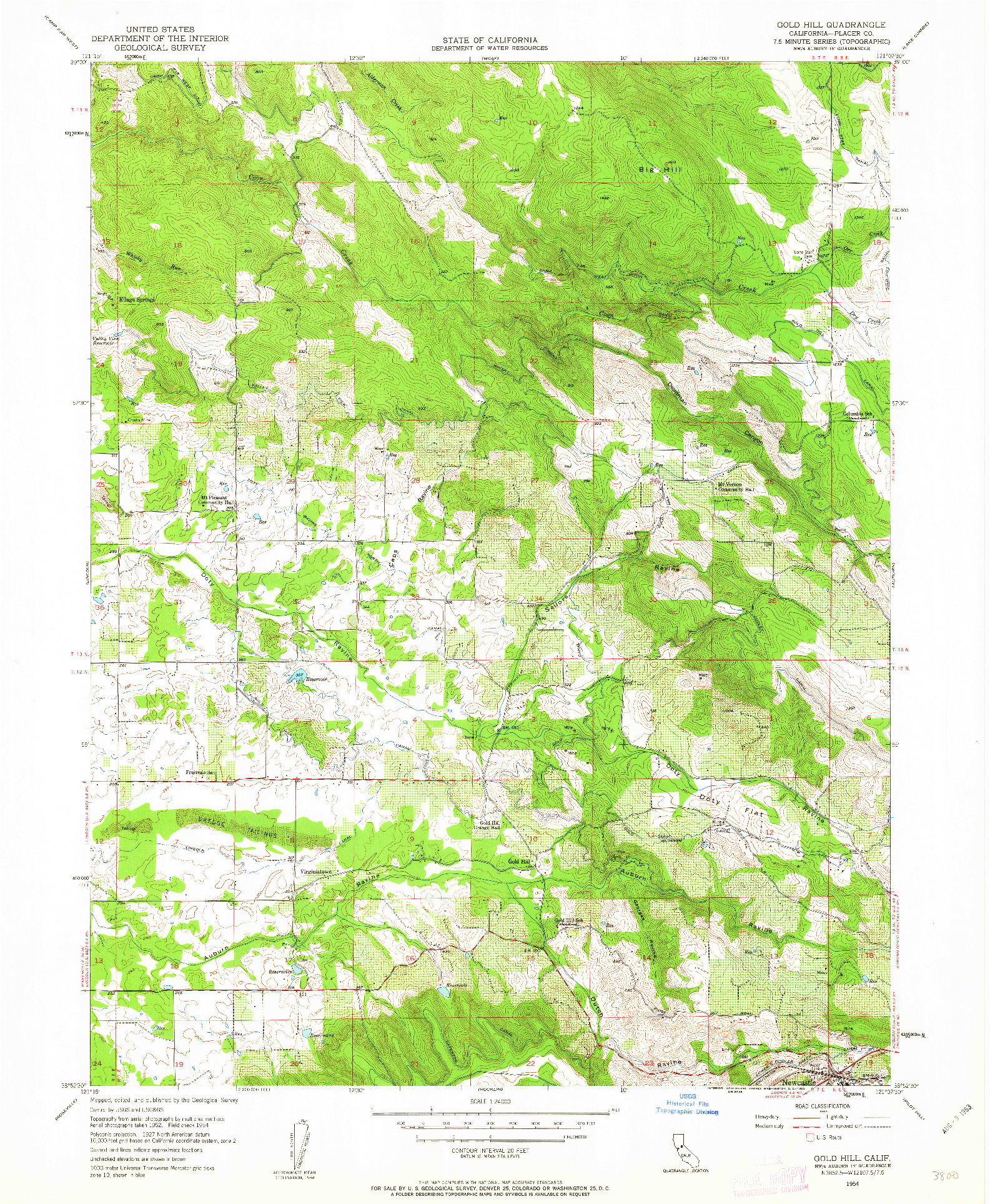 USGS 1:24000-SCALE QUADRANGLE FOR GOLD HILL, CA 1954