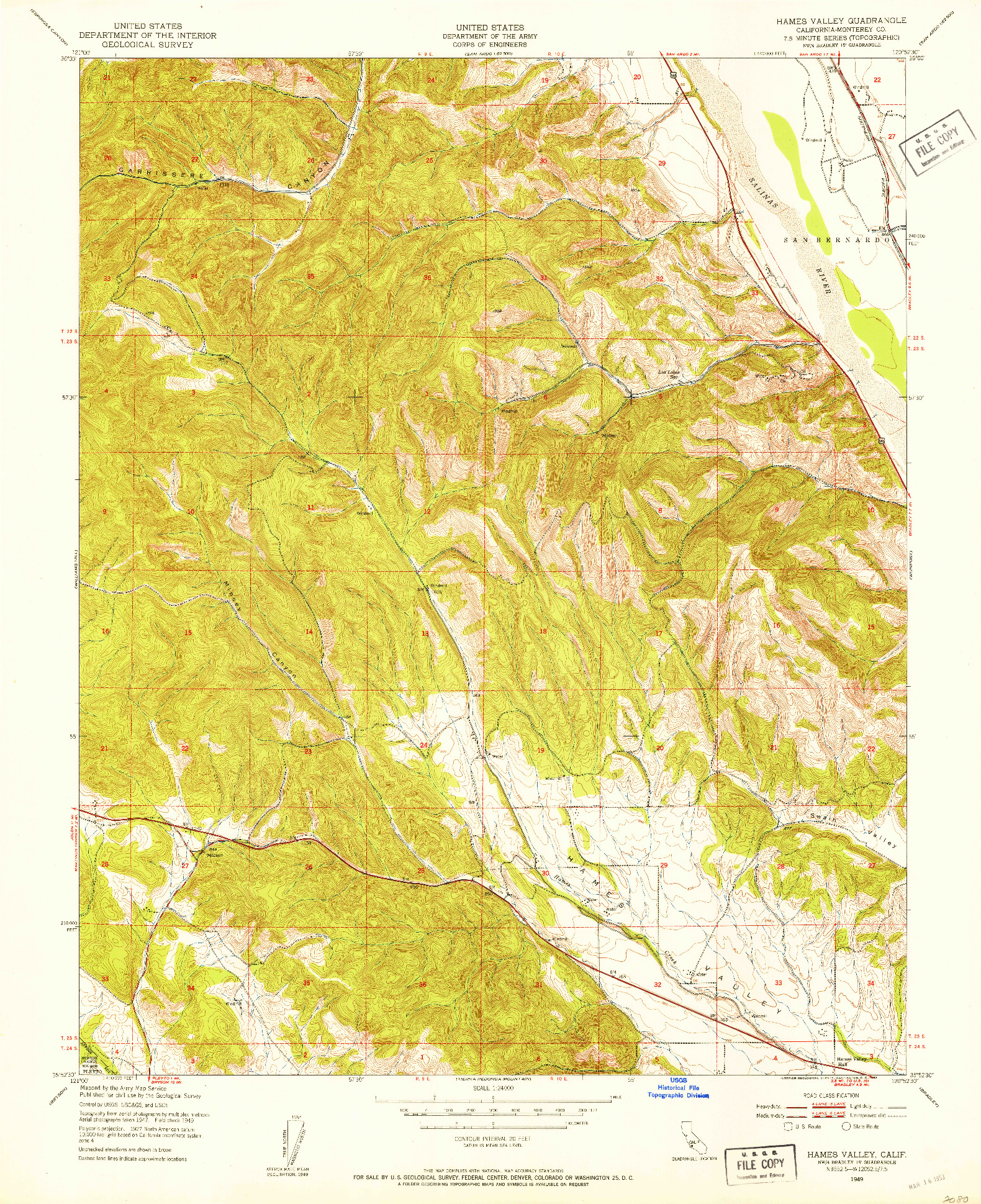 USGS 1:24000-SCALE QUADRANGLE FOR HAMES VALLEY, CA 1949