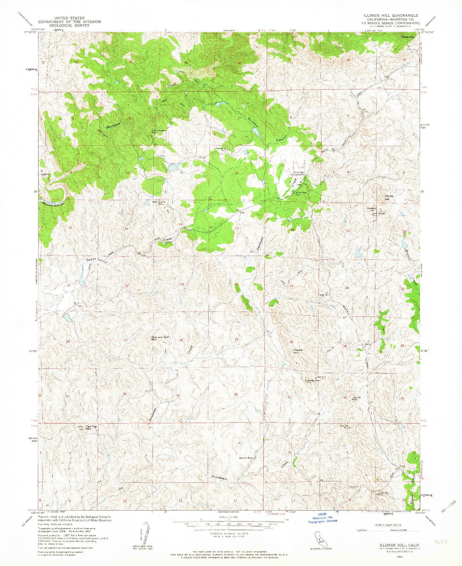 USGS 1:24000-SCALE QUADRANGLE FOR ILLINOIS HILL, CA 1962