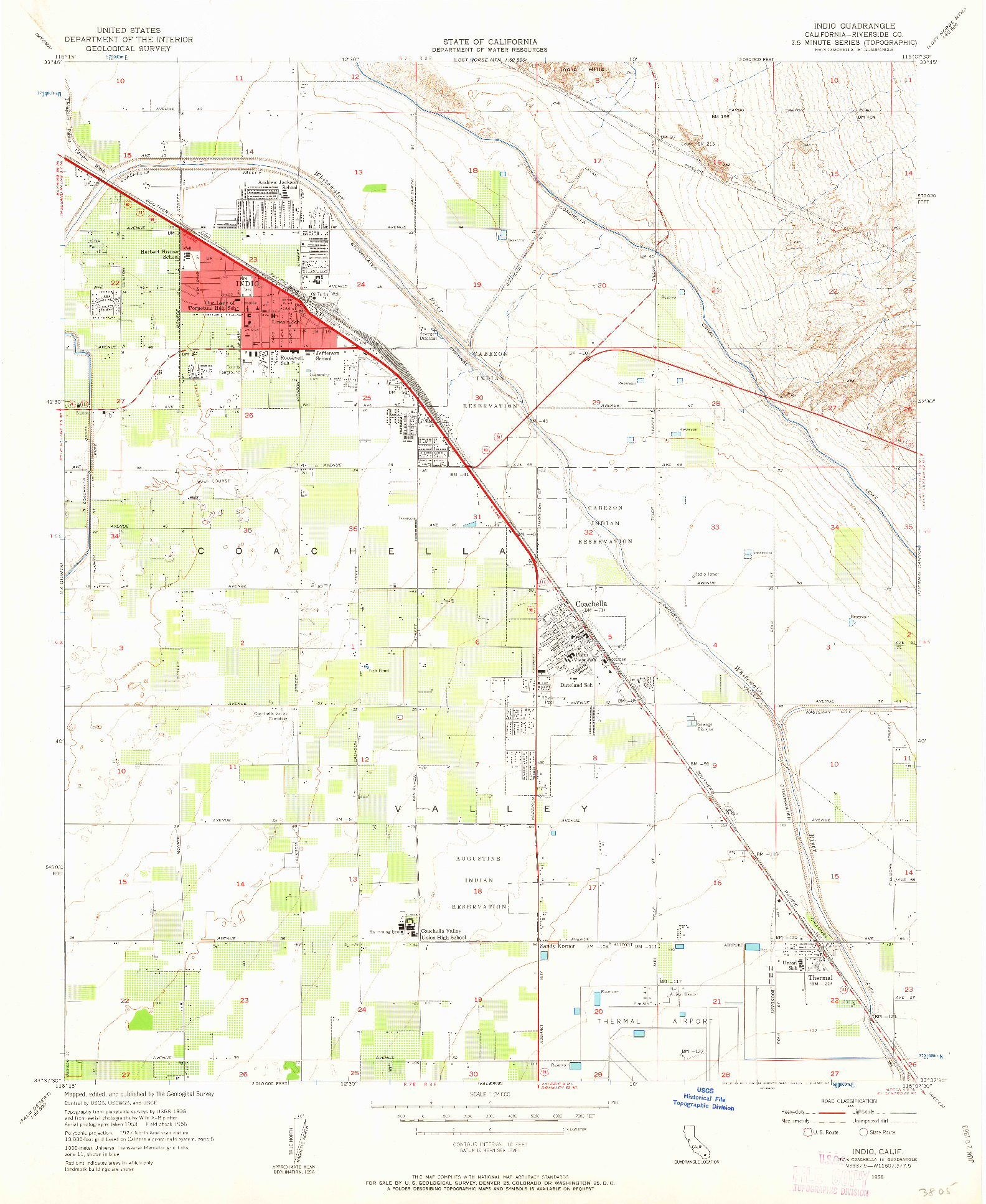 USGS 1:24000-SCALE QUADRANGLE FOR INDIO, CA 1956