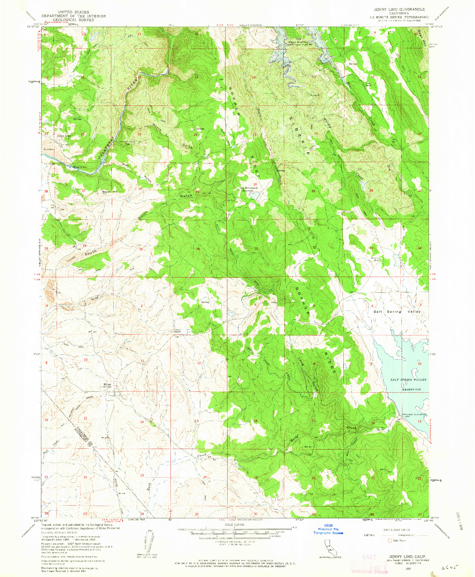 USGS 1:24000-SCALE QUADRANGLE FOR JENNY LIND, CA 1962