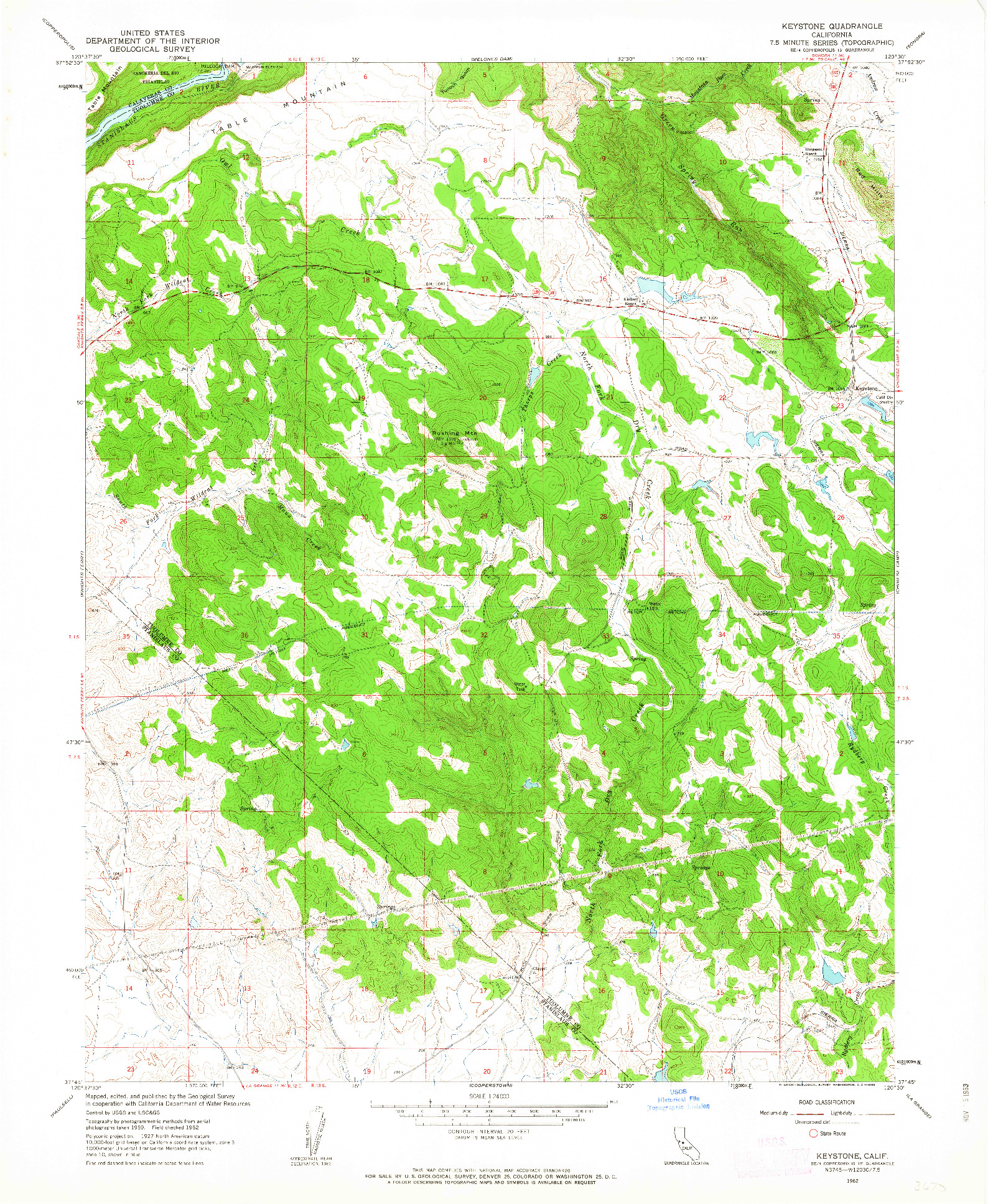 USGS 1:24000-SCALE QUADRANGLE FOR KEYSTONE, CA 1962