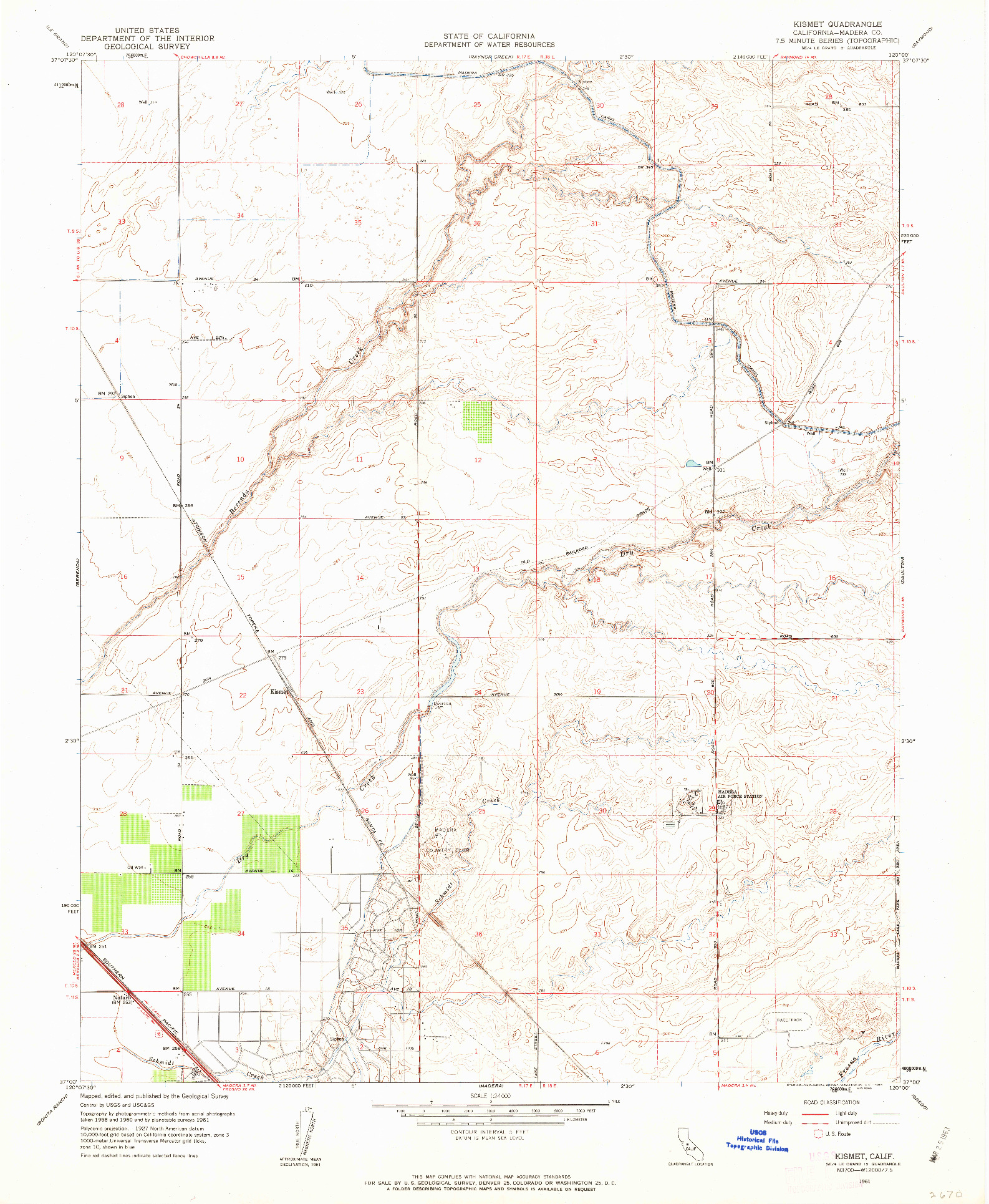 USGS 1:24000-SCALE QUADRANGLE FOR KISMET, CA 1961