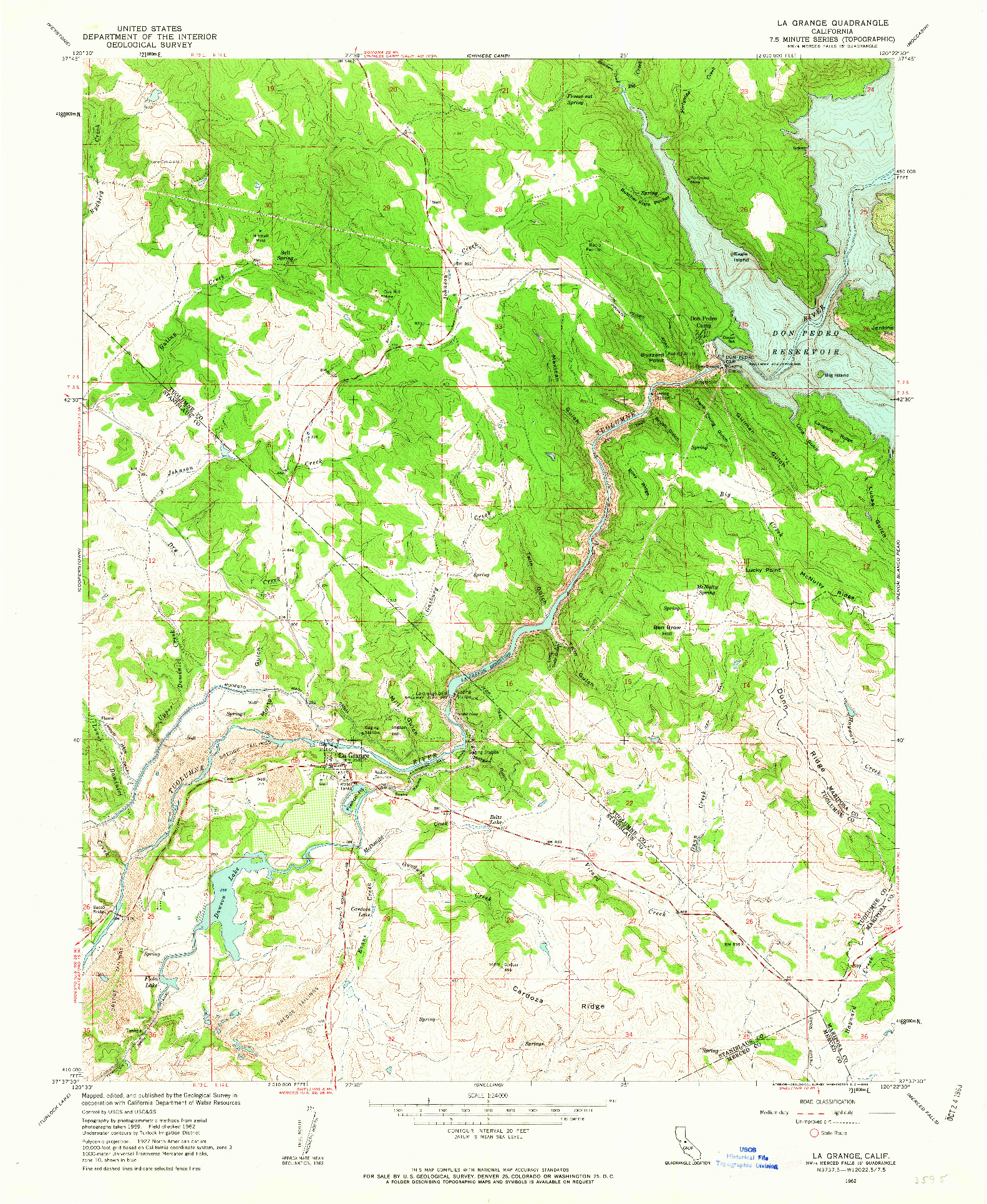 USGS 1:24000-SCALE QUADRANGLE FOR LA GRANGE, CA 1962