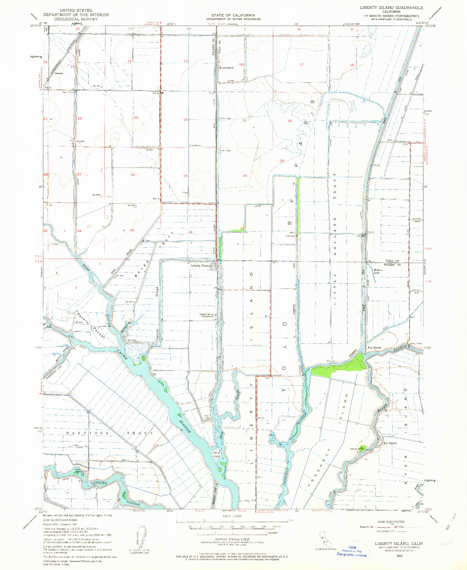 USGS 1:24000-SCALE QUADRANGLE FOR LIBERTY ISLAND, CA 1952