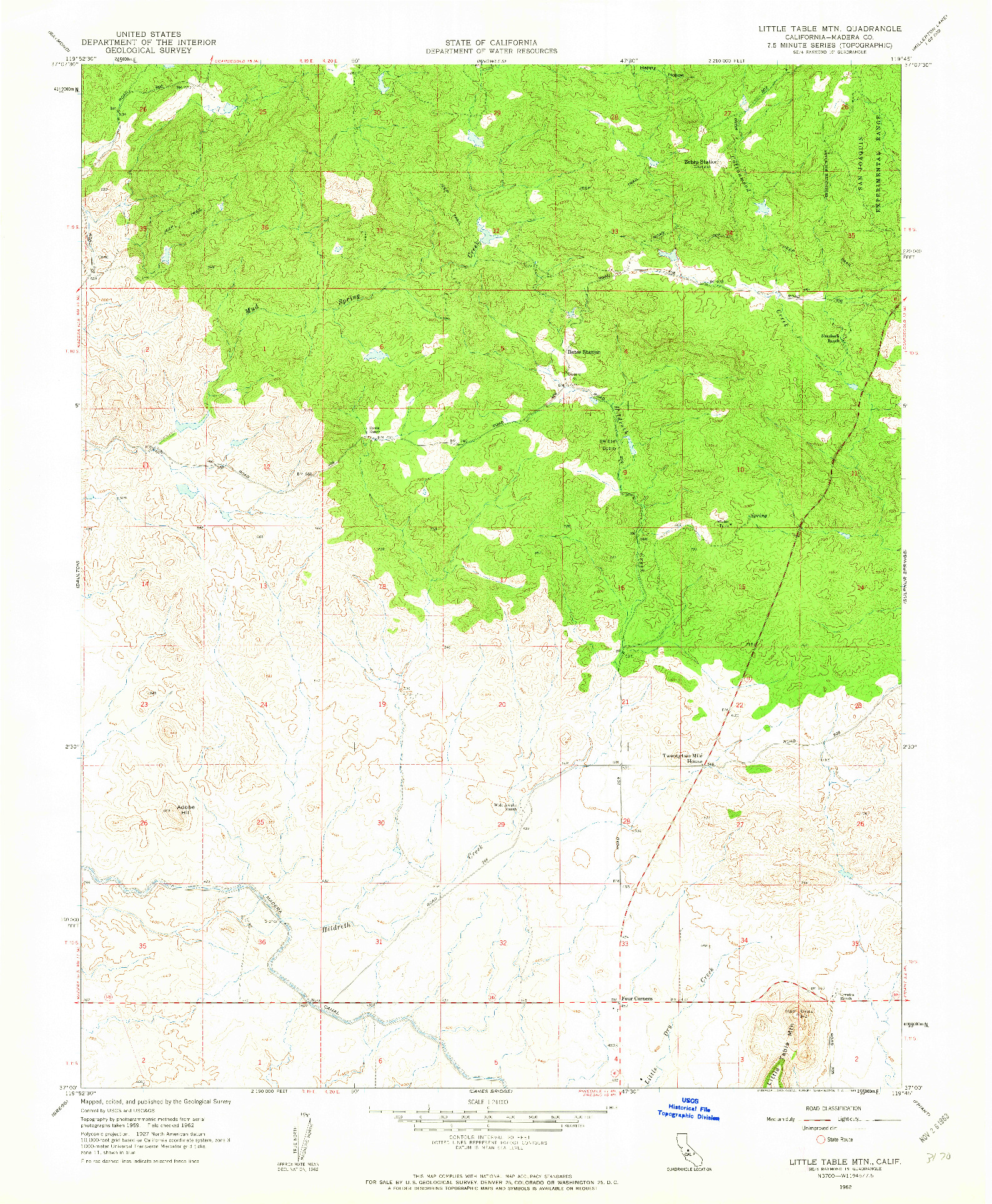 USGS 1:24000-SCALE QUADRANGLE FOR LITTLE TABLE MOUNTAIN, CA 1962