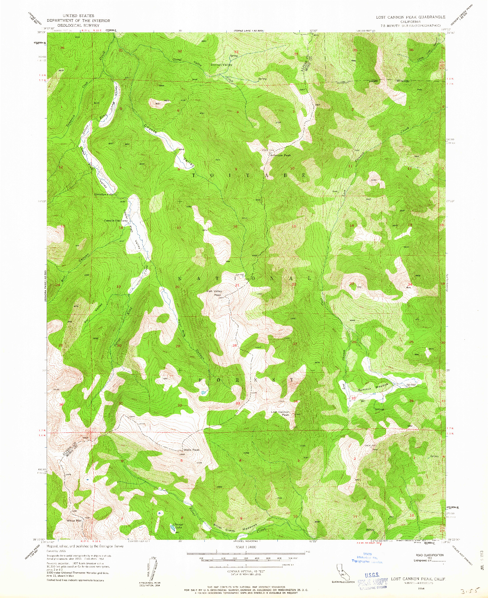 USGS 1:24000-SCALE QUADRANGLE FOR LOST CANNON PEAK, CA 1954